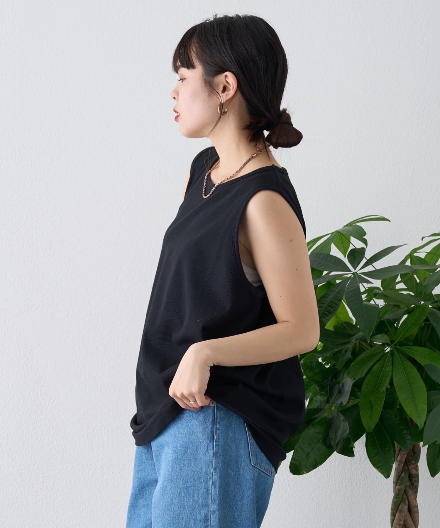 CIAOPANIC TYPY(チャオパニックティピー) 【ユニセックス】接触冷感テレコリブノースリーブタンクトップ