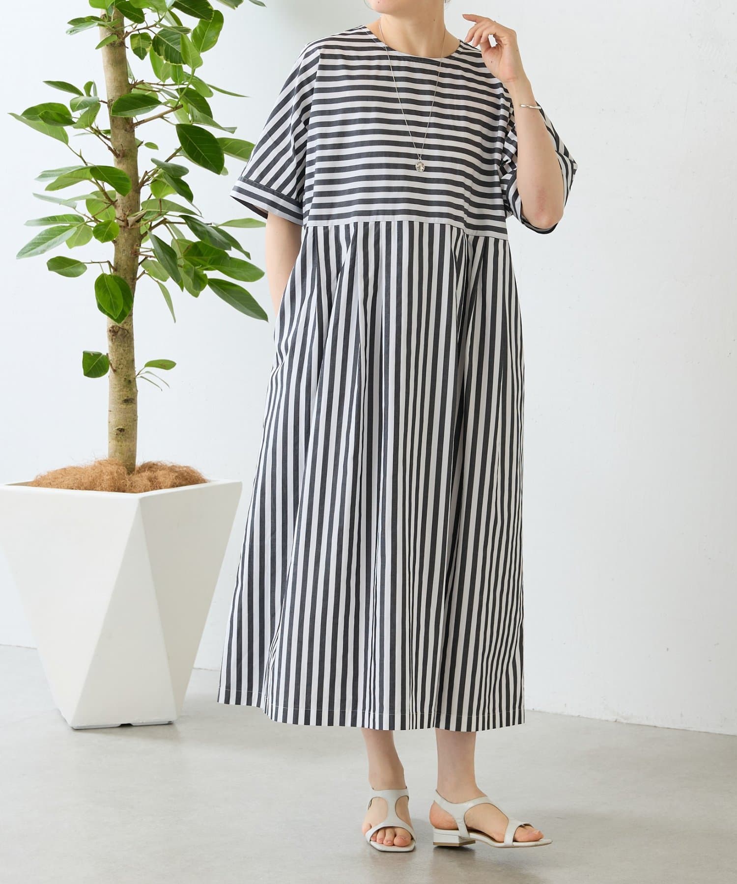 BEARDSLEY(ビアズリー) ワイドストライプ2WAYワンピ