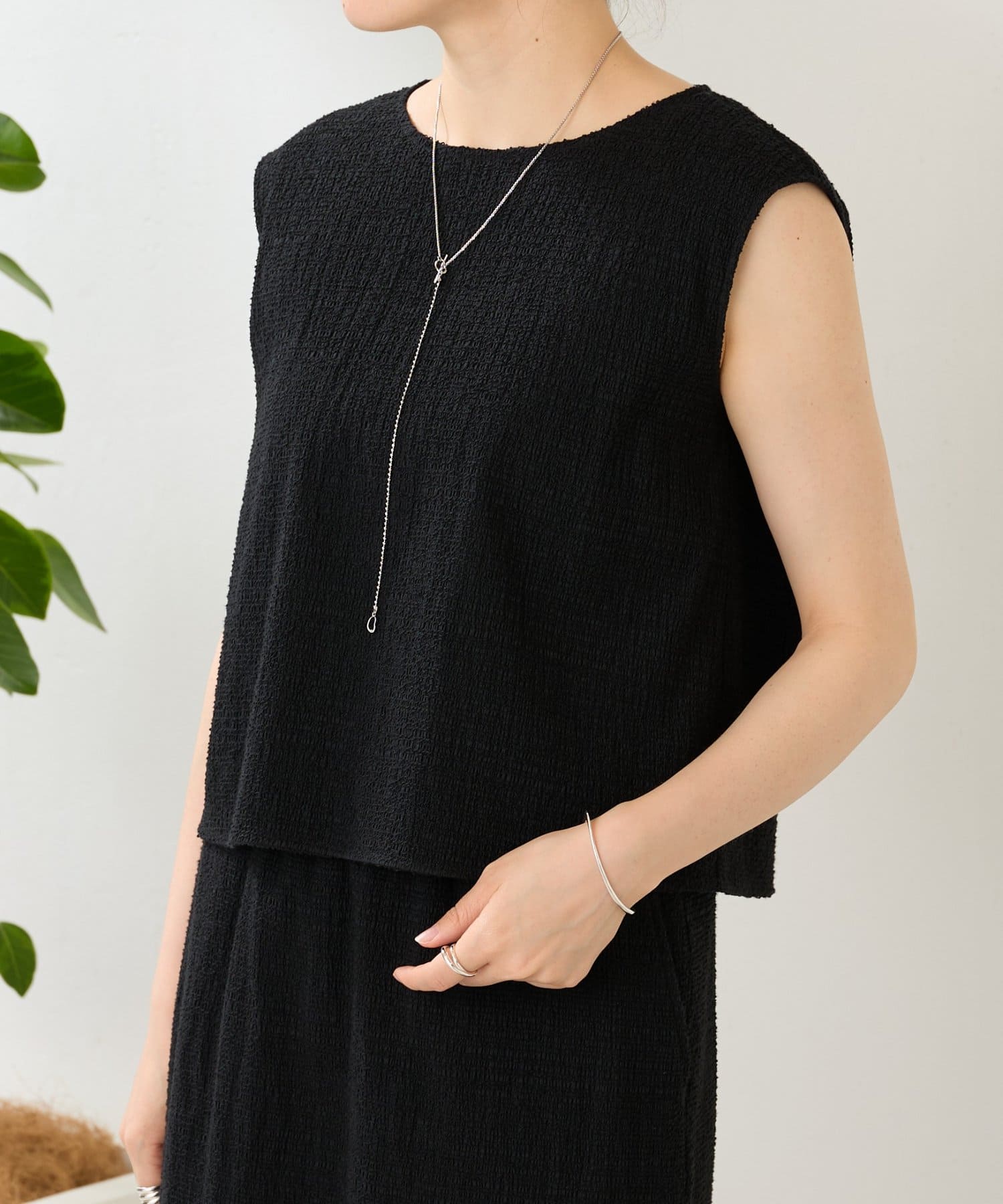BEARDSLEY(ビアズリー) シャーリングジャガードノースリブラウス《15 quinze》