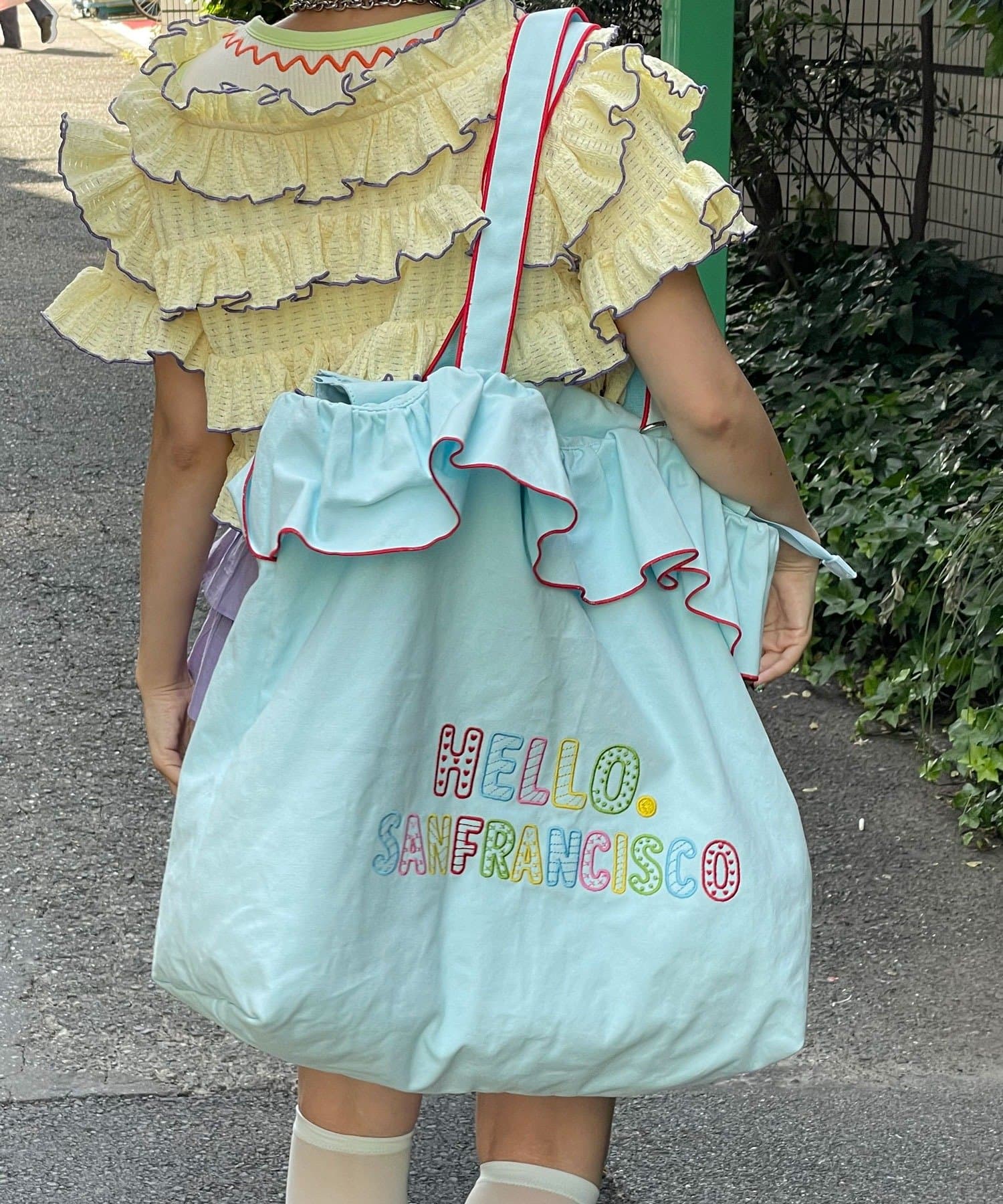 CIAOPANIC(チャオパニック) 【HELLO.SANFRANCISCO/ハローサンフランシスコ】フリル刺繍BIGトートバッグ