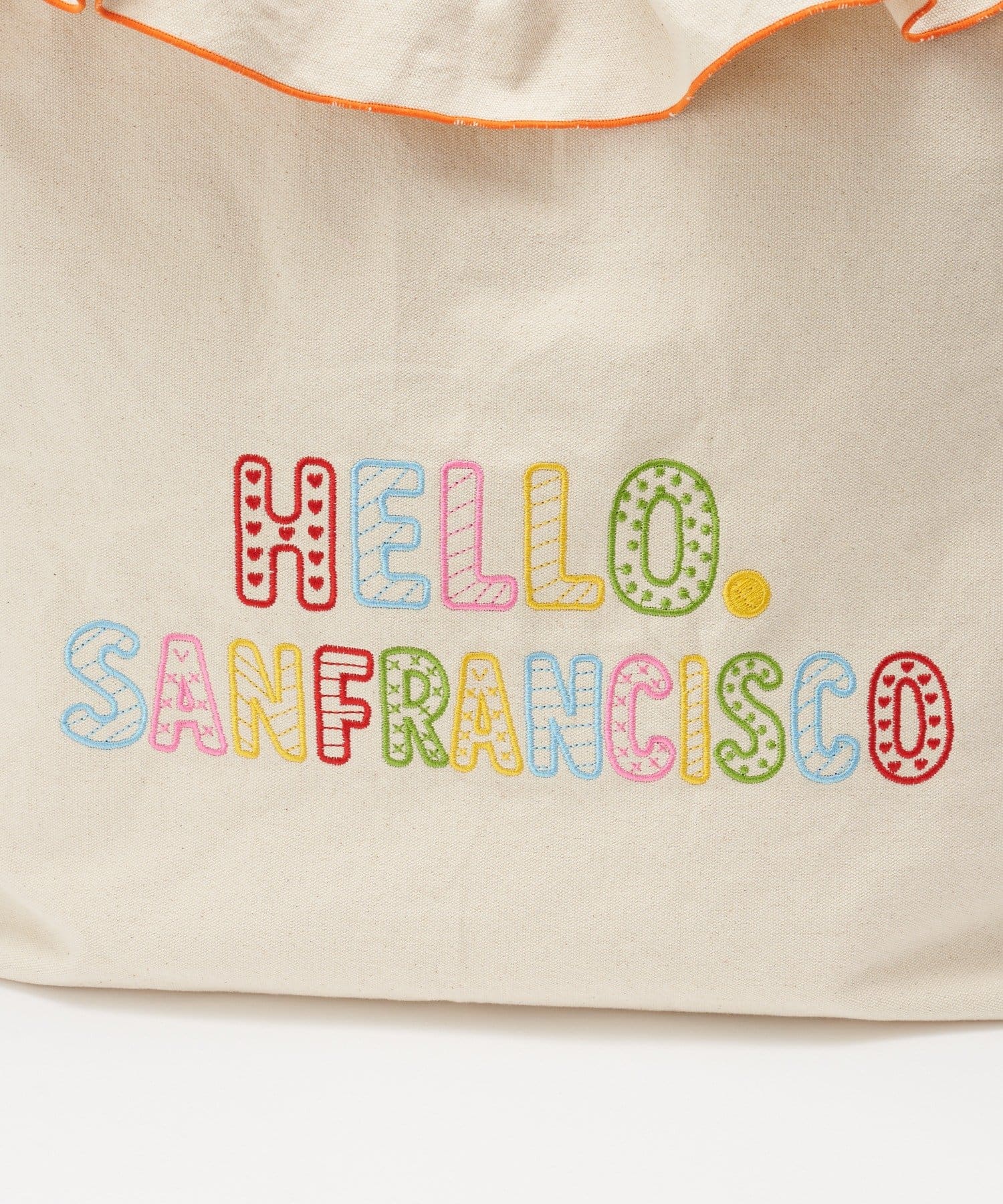 CIAOPANIC(チャオパニック) 【HELLO.SANFRANCISCO/ハローサンフランシスコ】フリル刺繍BIGトートバッグ