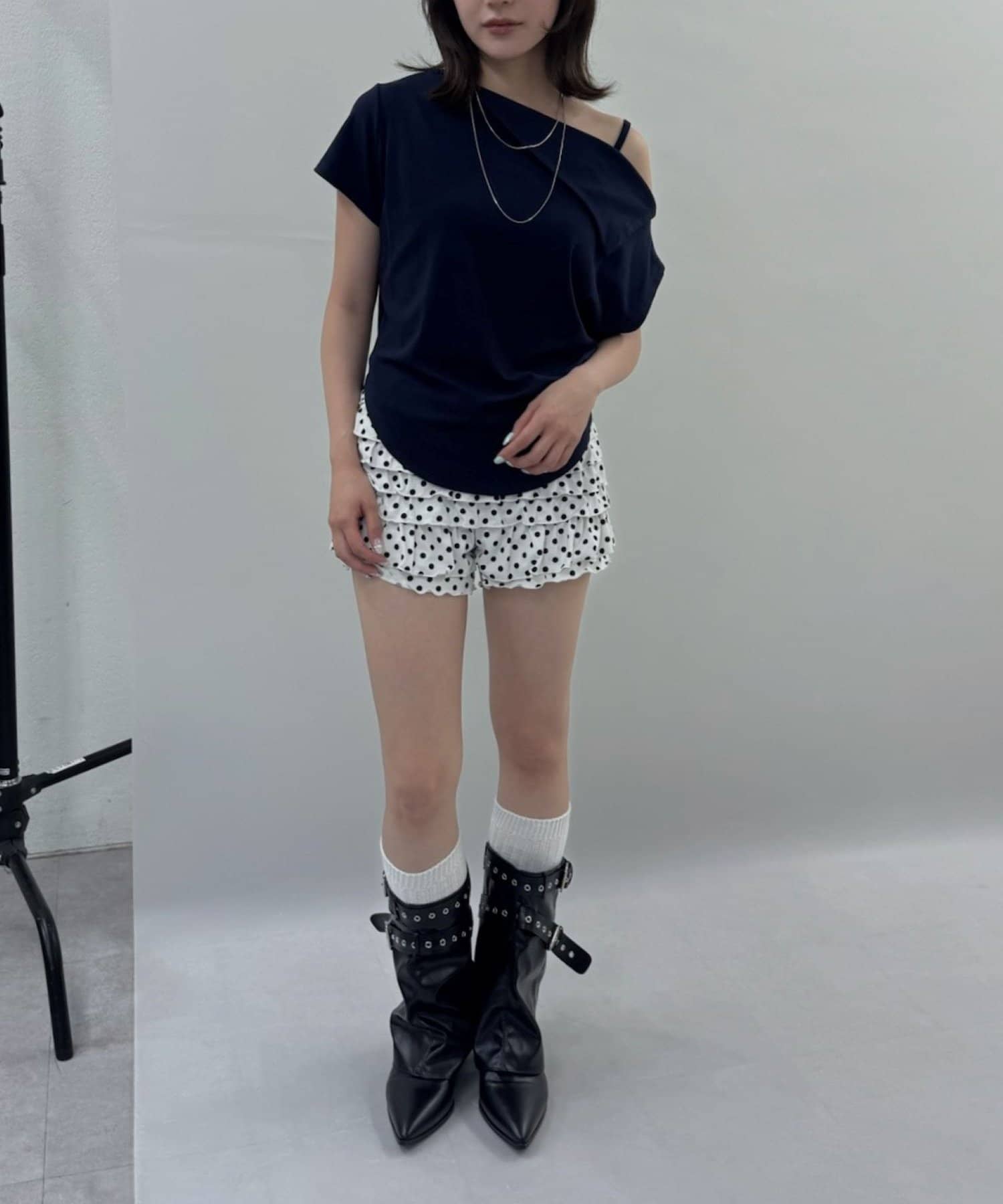 mline(エムライン) [mline]半袖 オフショルカットソー