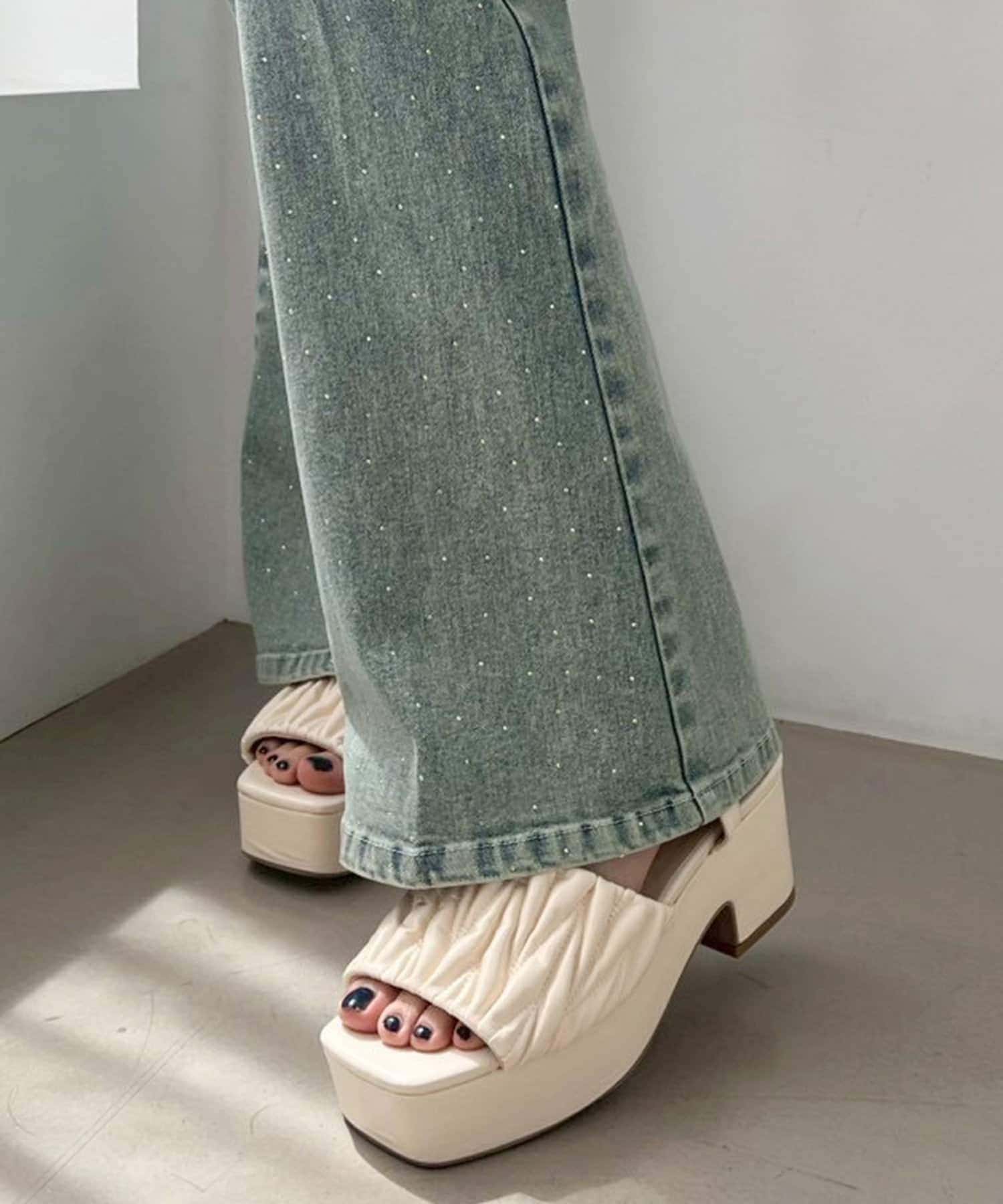 NICE CLAUP / OLIVE des OLIVE OUTLET(ナイスクラップ  / オリーブ デ オリーブ アウトレット) 【one after another】ギャザーキルティングサンダル