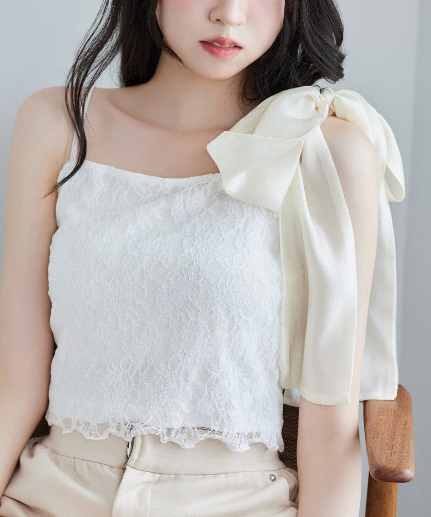 NICE CLAUP / OLIVE des OLIVE OUTLET(ナイスクラップ  / オリーブ デ オリーブ アウトレット) 【one after another】肩リボンインナー