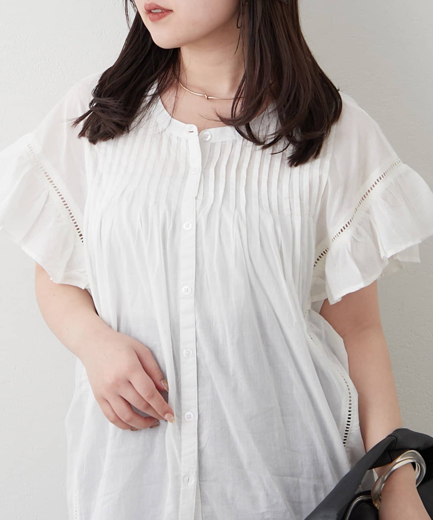 Remind me and forever(リマインドミーアンドフォーエバー) 【WEB限定/India Series】袖フリルピンタックブラウス