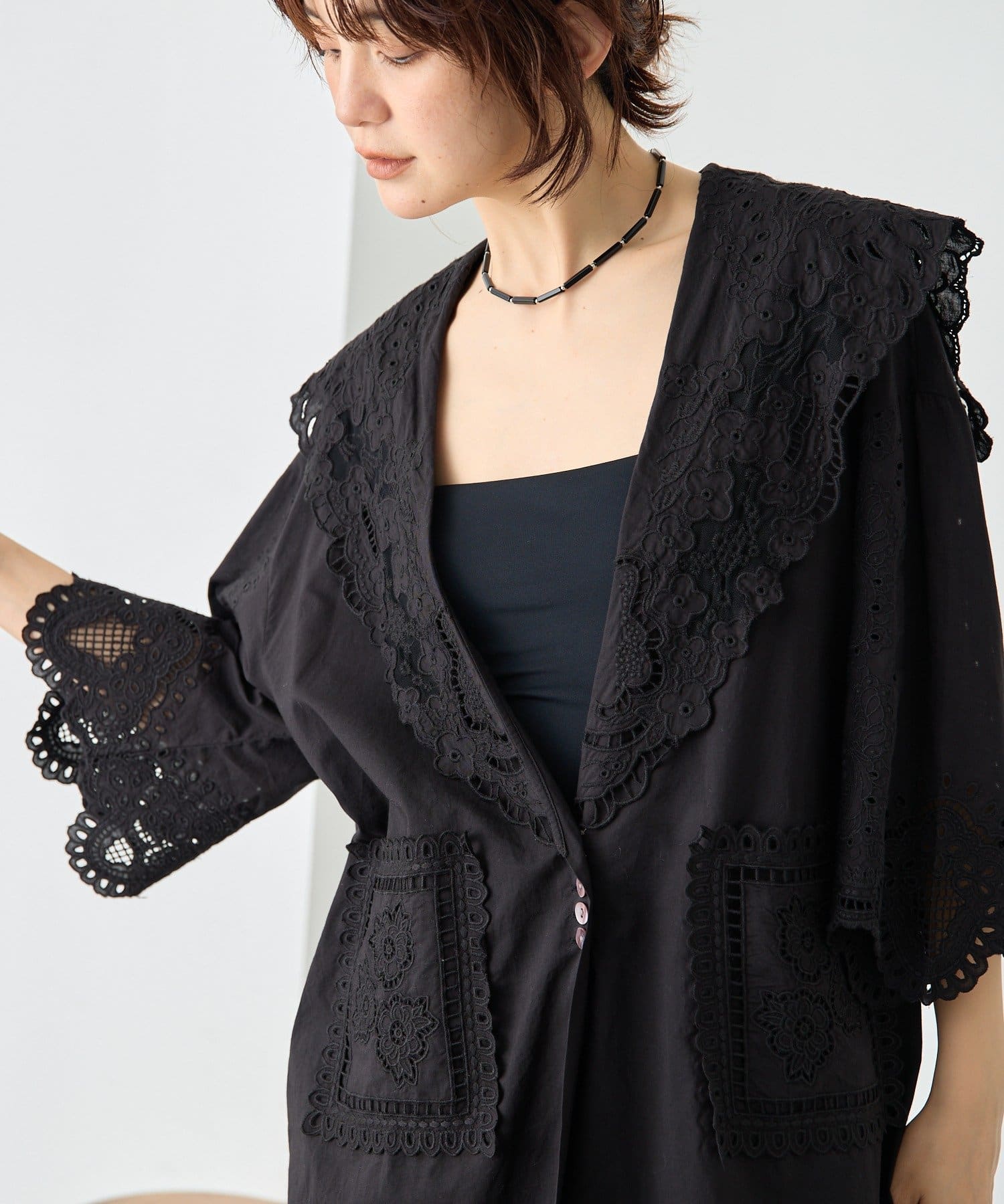 RIVE DROITE(リヴドロワ) 予約【à Nice （ア ・ニース）】カットワークレースシャツ/6月下旬お届け予定