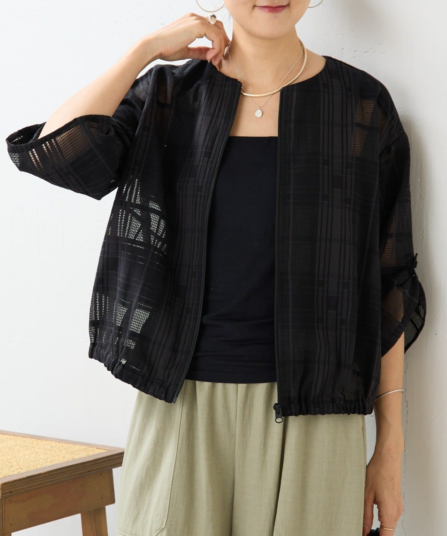 BEARDSLEY(ビアズリー) 《5/5(火)12:00予約開始予定》シアーチェックジップブルゾン