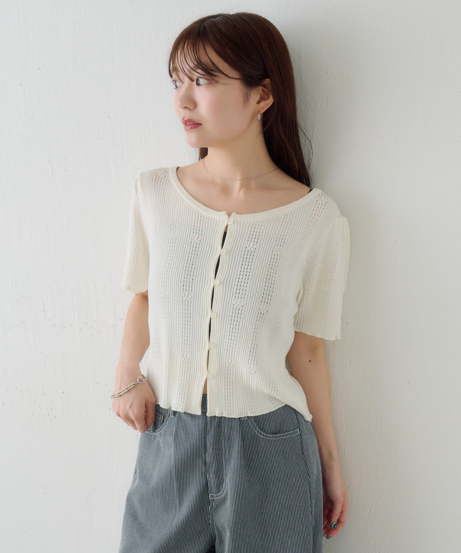 Kastane(カスタネ) 【5.1(金)12:00発売/WEB先行】フラワージャガードニットカーディガン