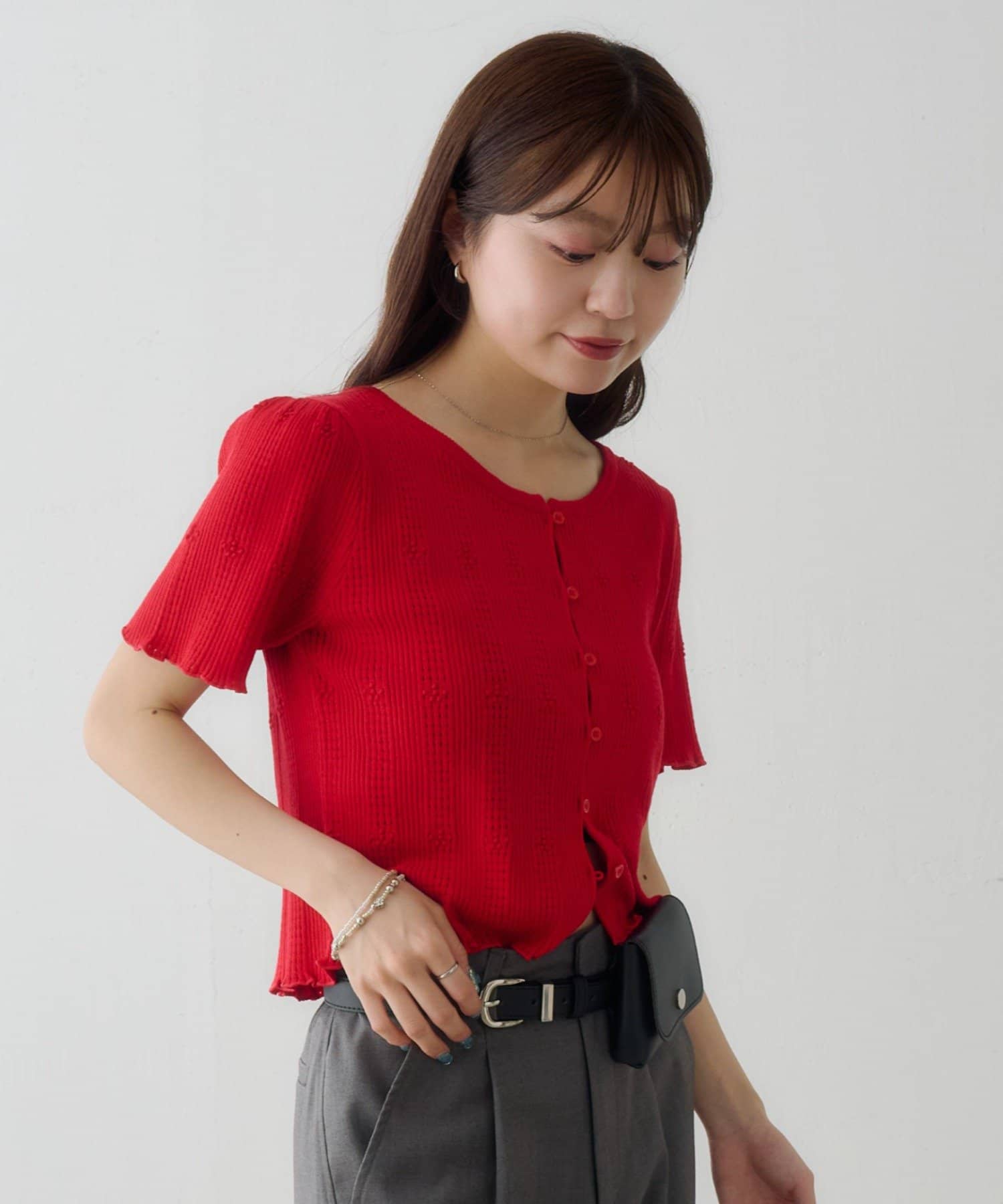 Kastane(カスタネ) 【5.1(金)12:00発売/WEB先行】フラワージャガードニットカーディガン