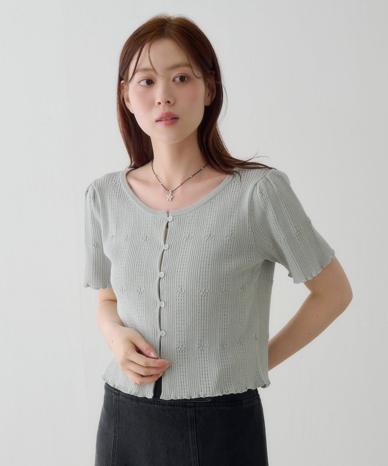 Kastane(カスタネ) 【5.1(金)12:00発売/WEB先行】フラワージャガードニットカーディガン