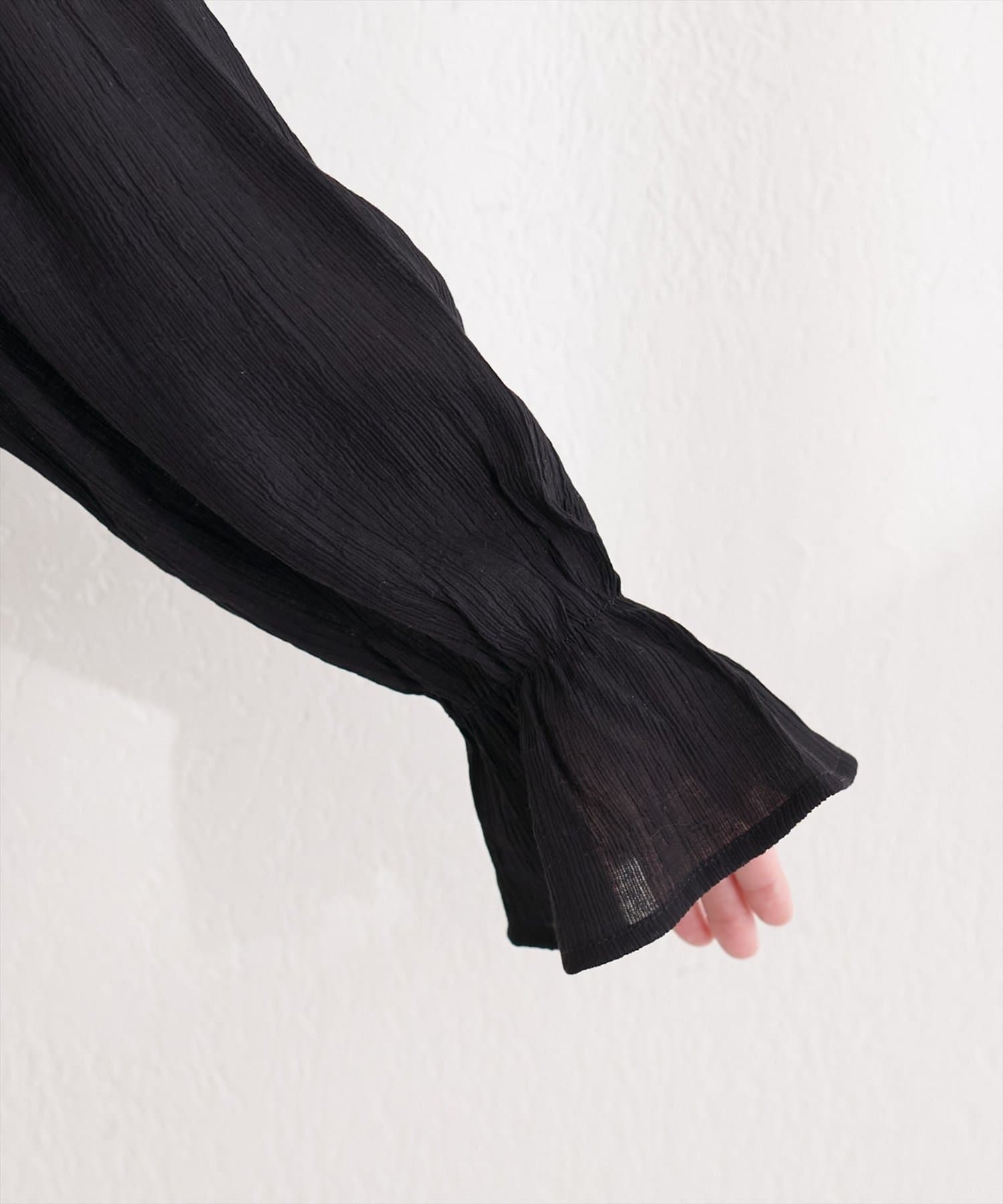 NICE CLAUP / OLIVE des OLIVE OUTLET(ナイスクラップ  / オリーブ デ オリーブ アウトレット) 【natural couture】楊柳シャーリングリボンブラウス