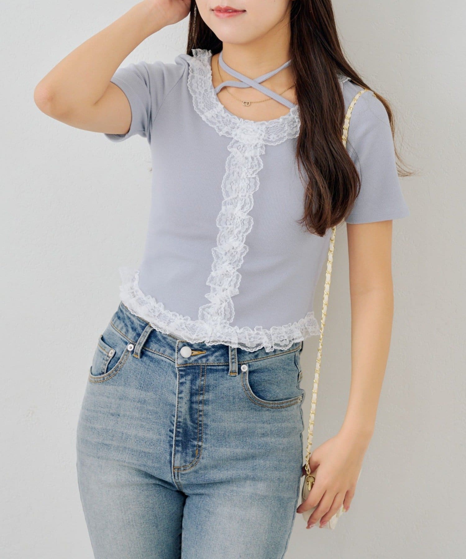 NICE CLAUP / OLIVE des OLIVE OUTLET(ナイスクラップ  / オリーブ デ オリーブ アウトレット) 【continuer】レースフリルテレコT