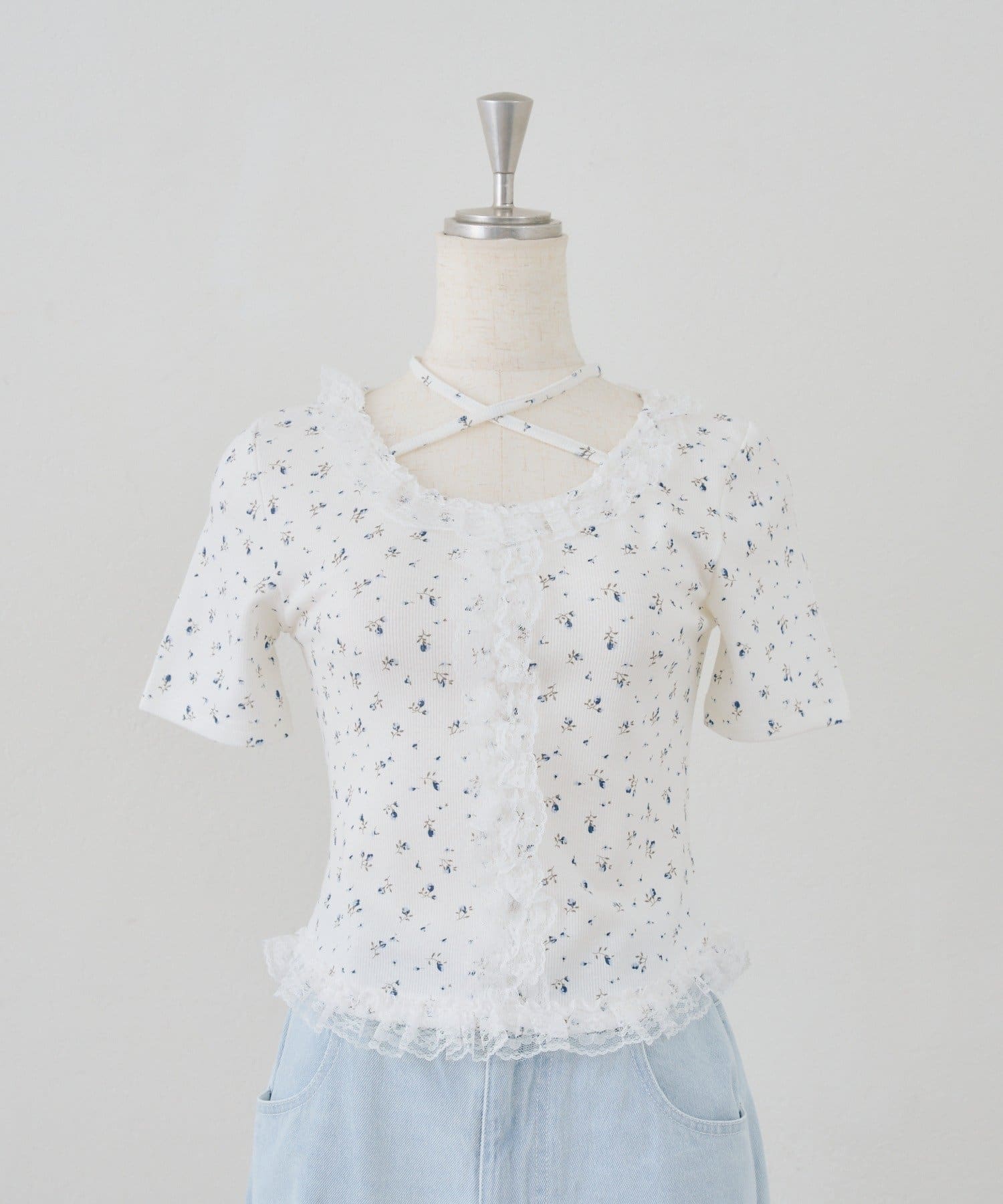 NICE CLAUP / OLIVE des OLIVE OUTLET(ナイスクラップ  / オリーブ デ オリーブ アウトレット) 【continuer】レースフリルテレコT