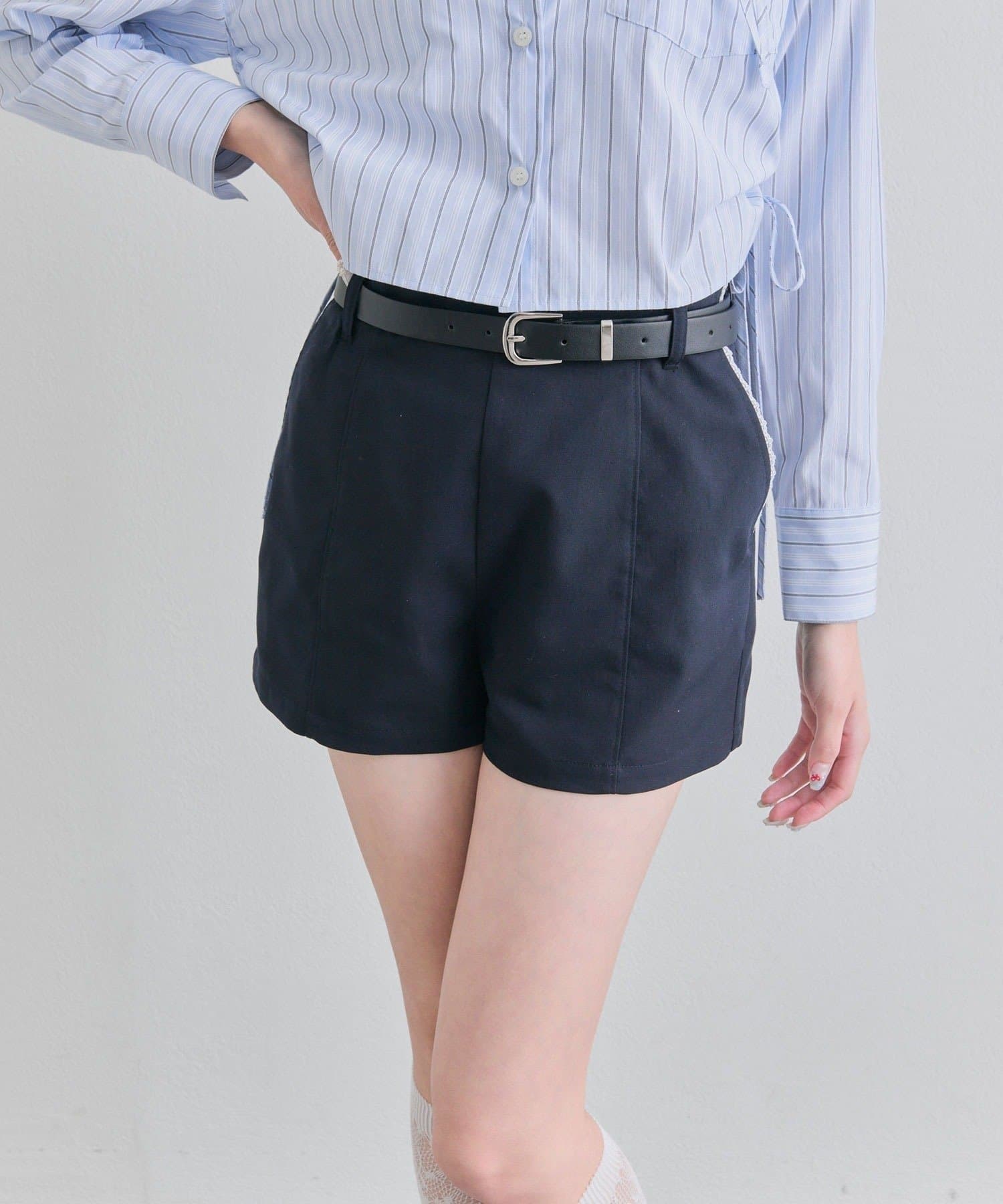 NICE CLAUP / OLIVE des OLIVE OUTLET(ナイスクラップ  / オリーブ デ オリーブ アウトレット) 【OLIVE des OLIVE】ベルト付きショートパンツ