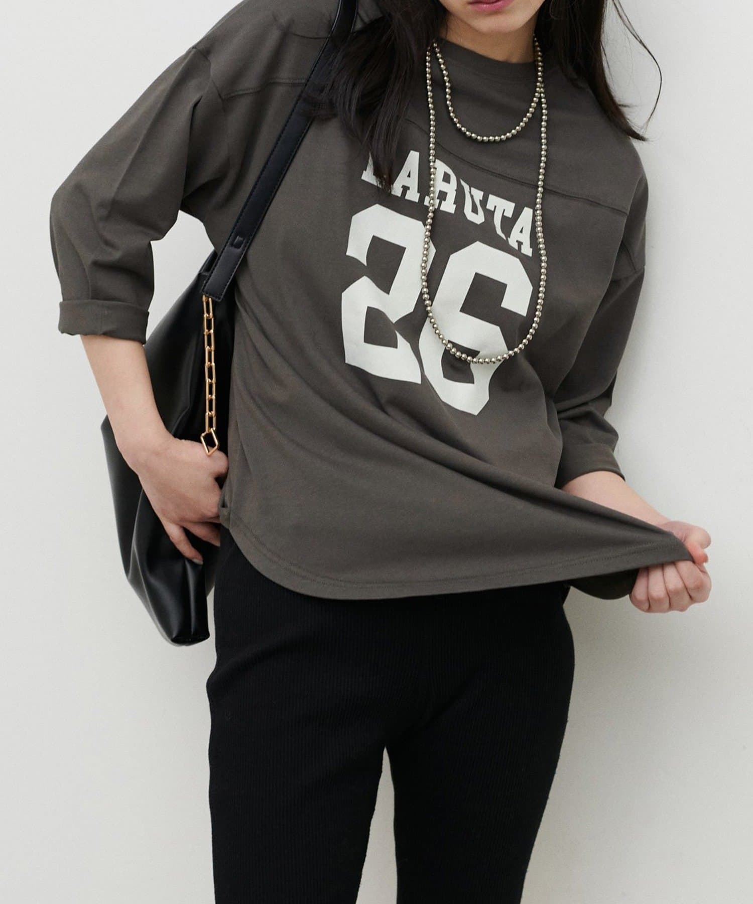 NICE CLAUP / OLIVE des OLIVE OUTLET(ナイスクラップ  / オリーブ デ オリーブ アウトレット) 【LARUTA】7分袖2WAYロゴロンT