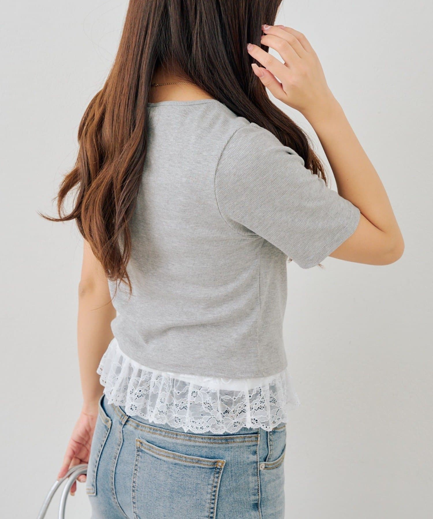 NICE CLAUP / OLIVE des OLIVE OUTLET(ナイスクラップ  / オリーブ デ オリーブ アウトレット) 【ANOTHER】【セットアイテム】半袖カーディガン+裾レースキャミ