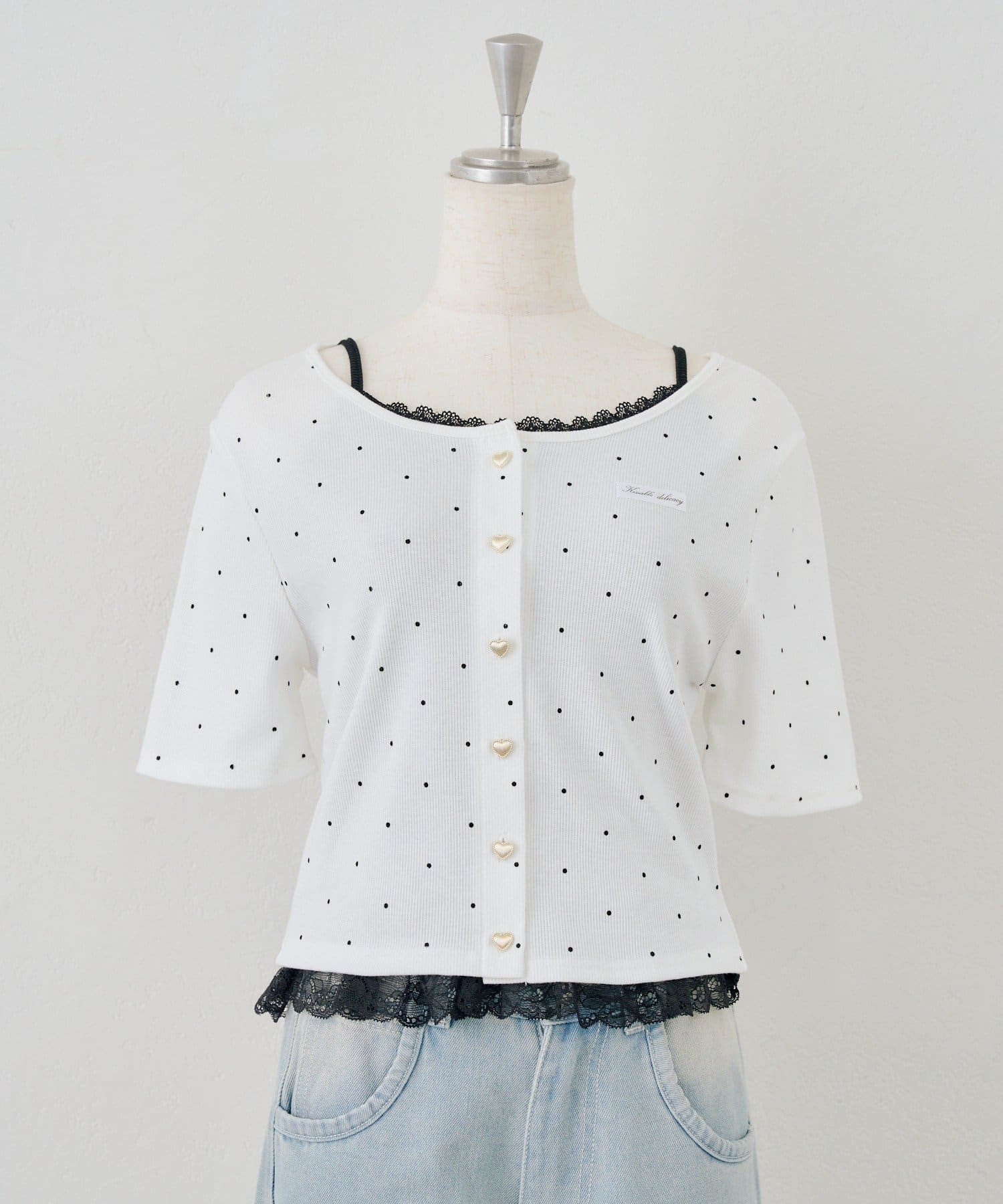 NICE CLAUP / OLIVE des OLIVE OUTLET(ナイスクラップ  / オリーブ デ オリーブ アウトレット) 【ANOTHER】【セットアイテム】半袖カーディガン+裾レースキャミ