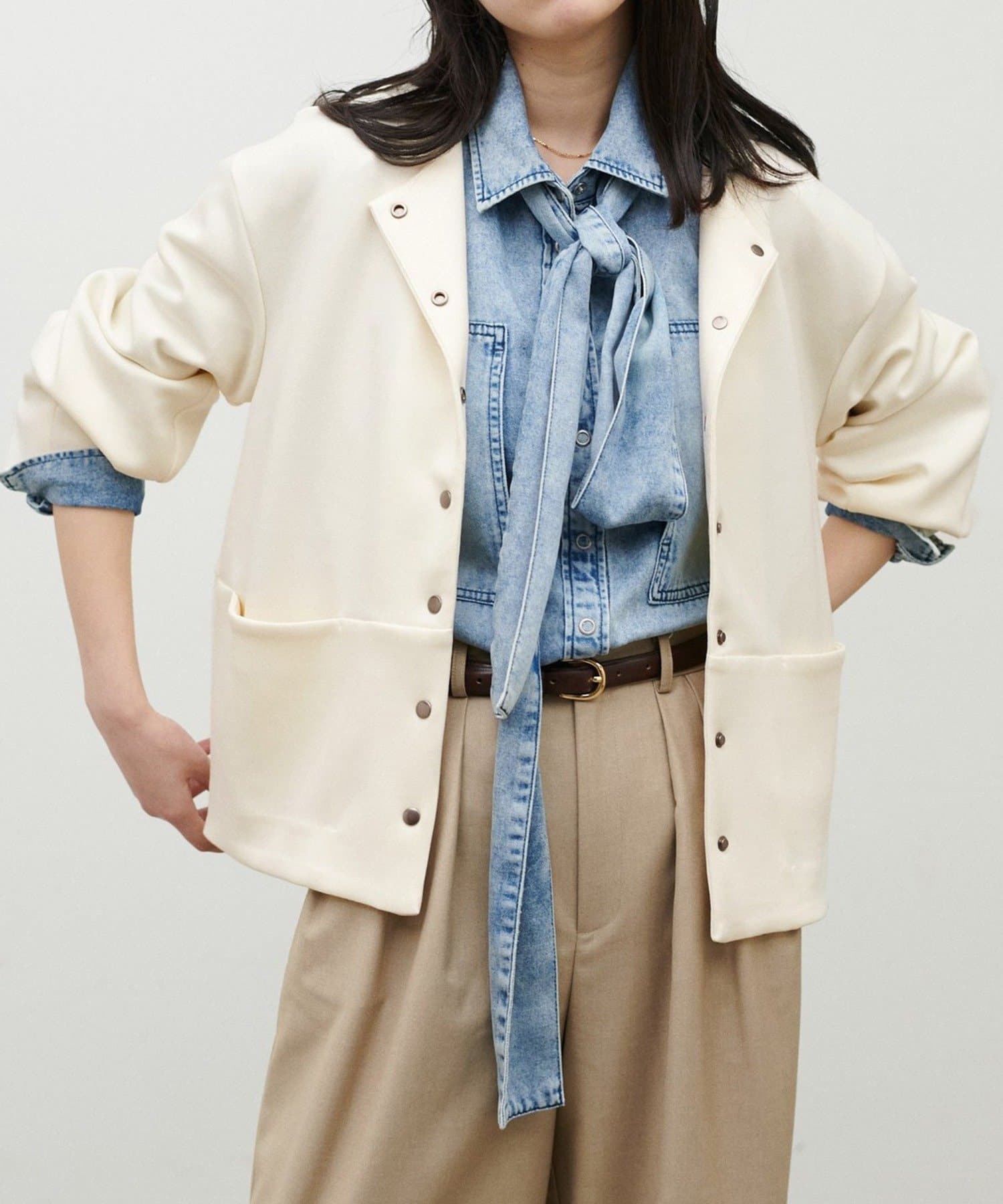 NICE CLAUP / OLIVE des OLIVE OUTLET(ナイスクラップ  / オリーブ デ オリーブ アウトレット) 【LARUTA】ノーカラーダンボールジャケット