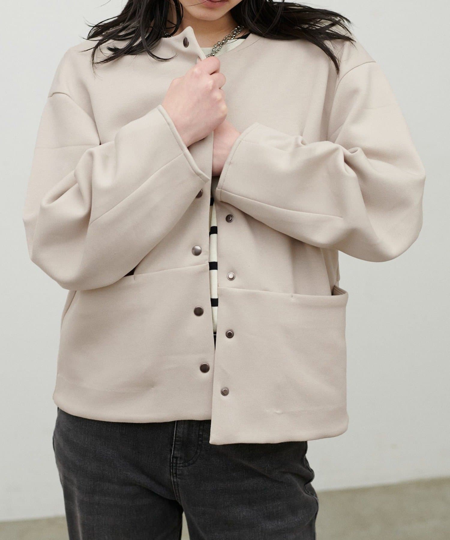 NICE CLAUP / OLIVE des OLIVE OUTLET(ナイスクラップ  / オリーブ デ オリーブ アウトレット) 【LARUTA】ノーカラーダンボールジャケット