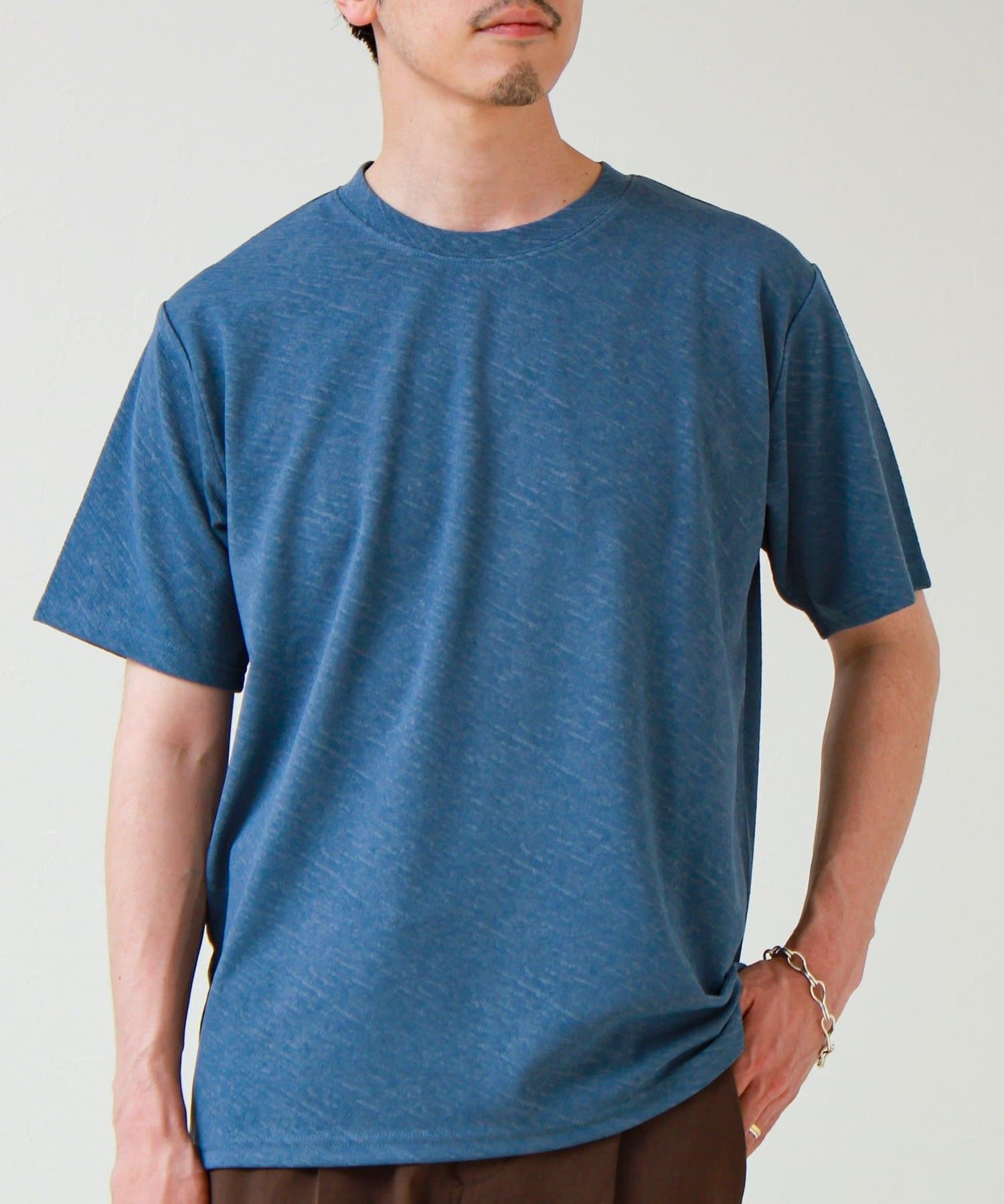 FREDY & GLOSTER(フレディ アンド グロスター) 【無地見えで差がつく】斜めフクレジャガードTシャツ