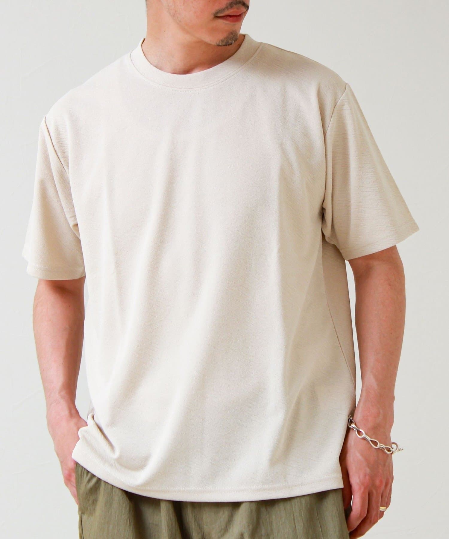 FREDY & GLOSTER(フレディ アンド グロスター) 【無地見えで差がつく】斜めフクレジャガードTシャツ