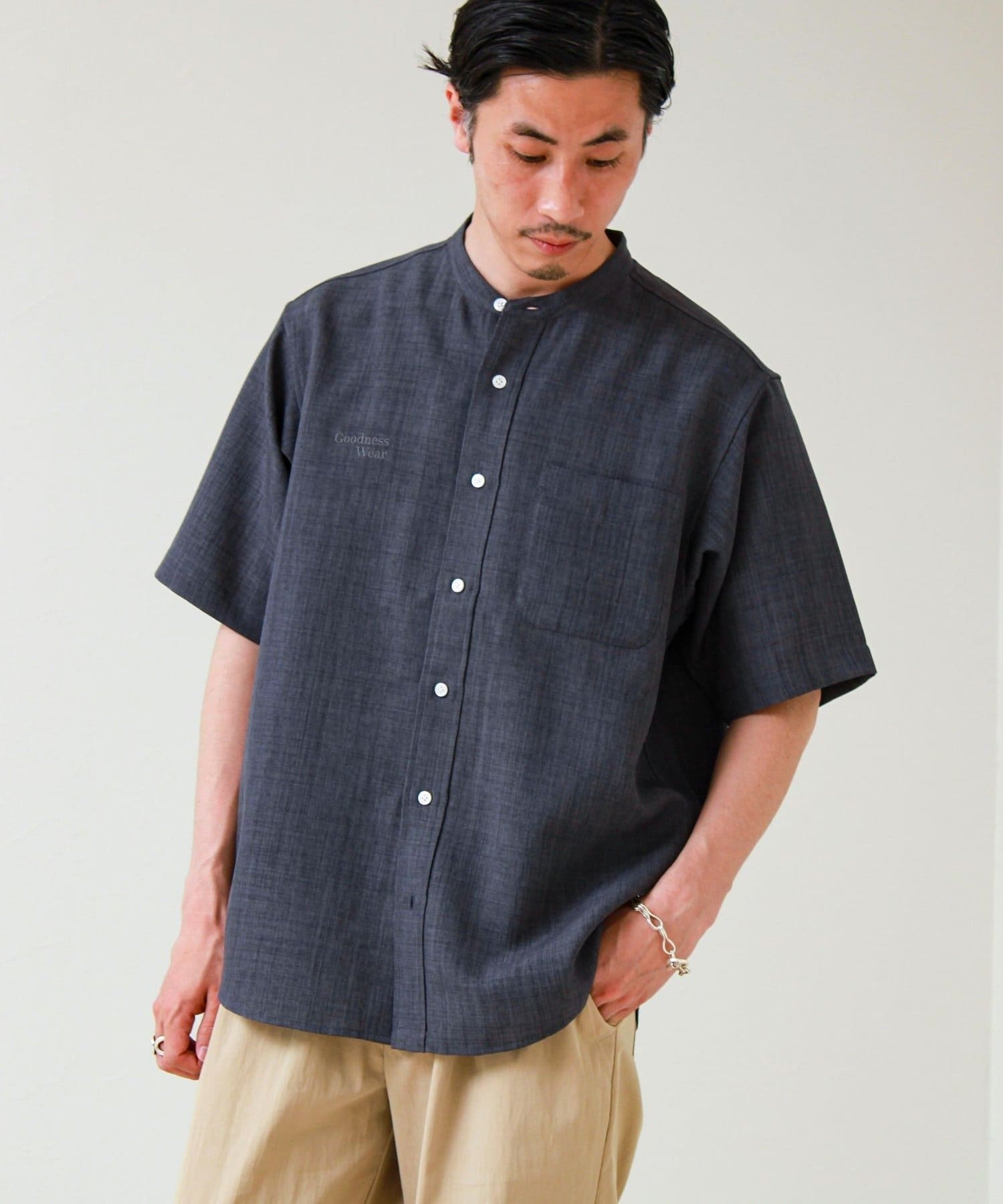 FREDY & GLOSTER(フレディ アンド グロスター) 【セットアップ対応】リネンライクバンドカラーシャツ