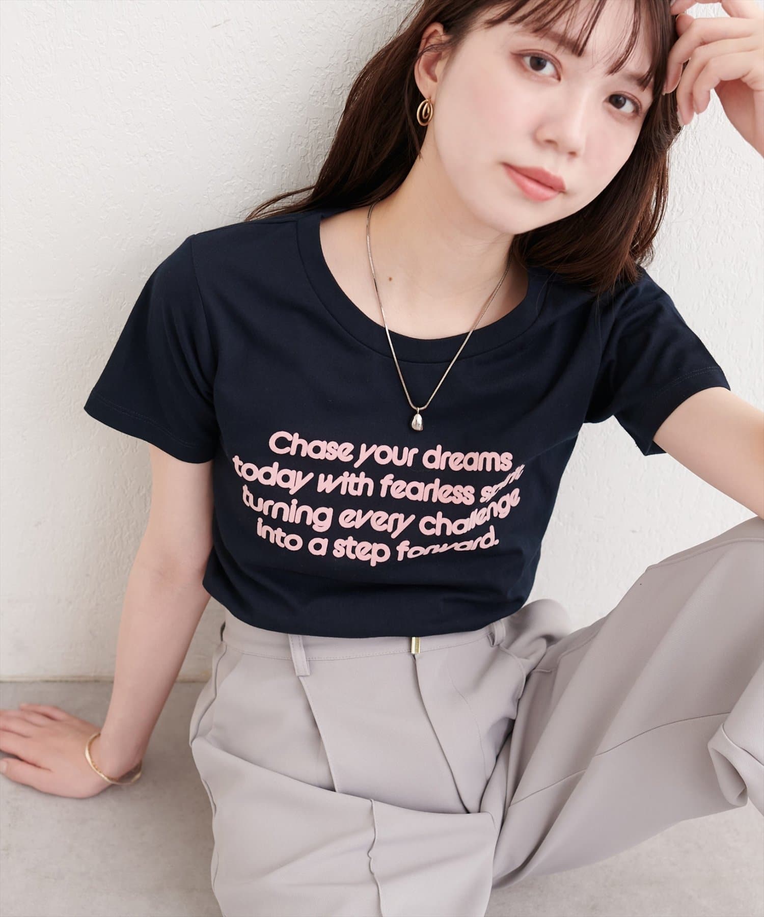 natural couture(ナチュラルクチュール) フロッキーロゴpt普通Ｔ