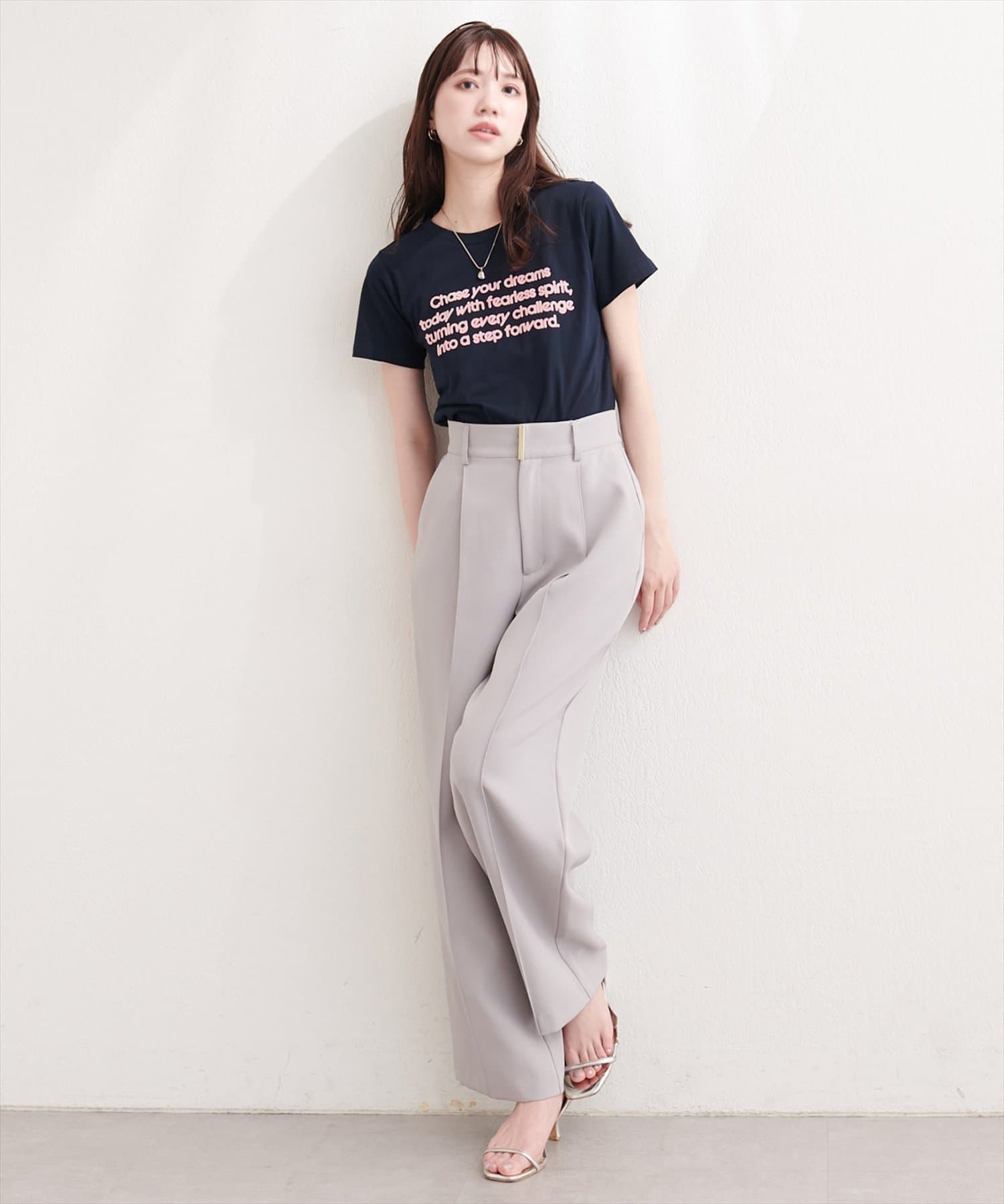 natural couture(ナチュラルクチュール) フロッキーロゴpt普通Ｔ