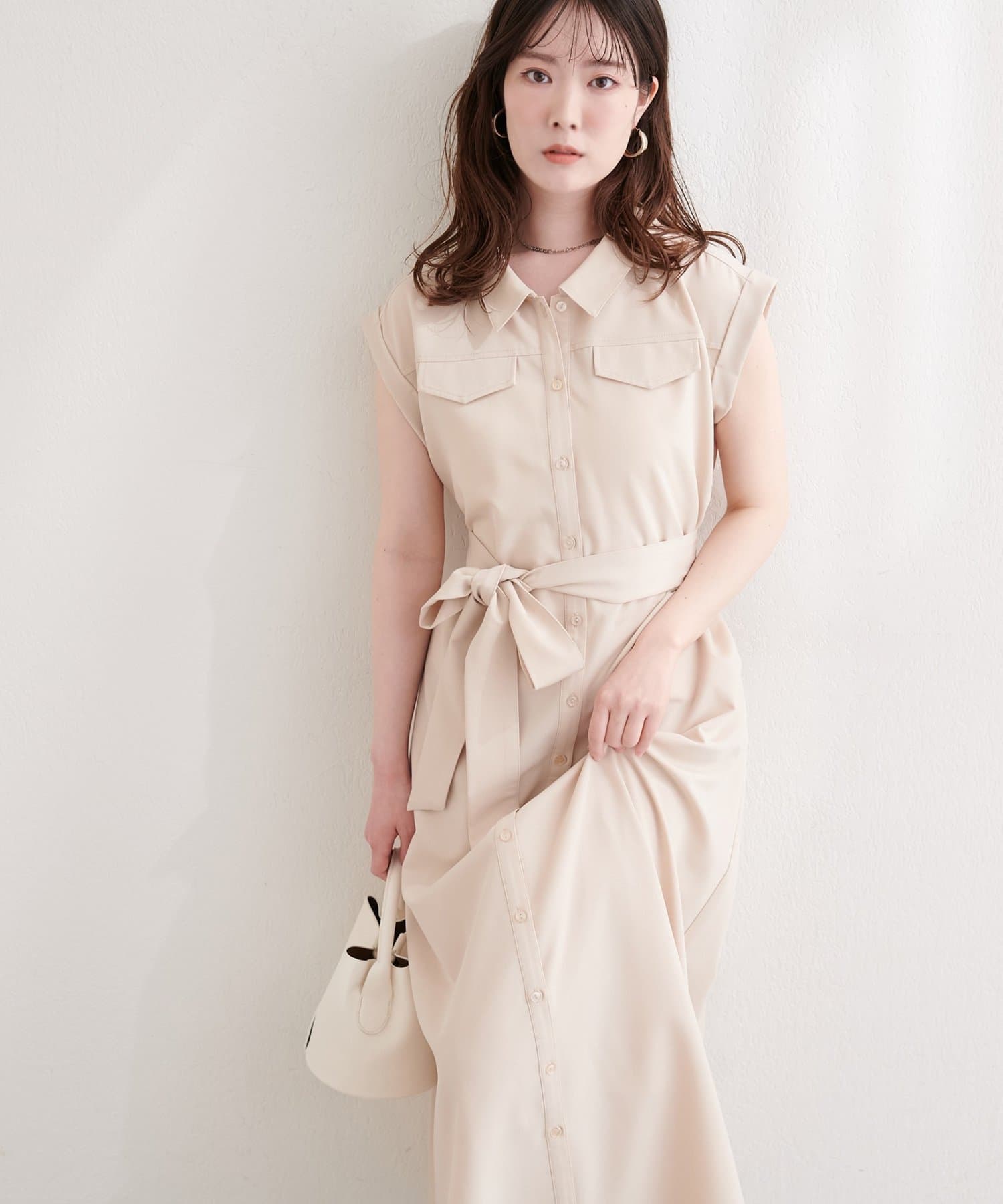 natural couture(ナチュラルクチュール) ミリタリーノースリワンピース