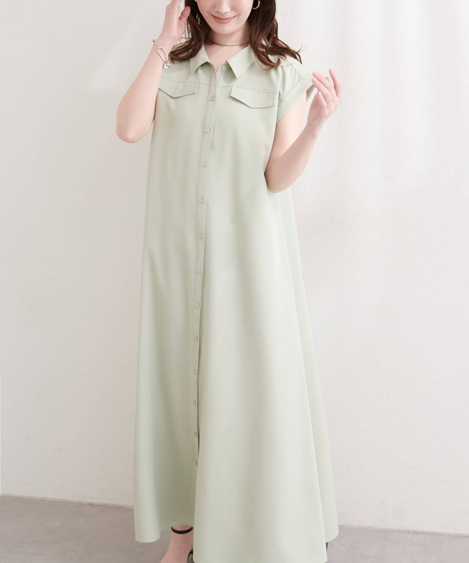 natural couture(ナチュラルクチュール) ミリタリーノースリワンピース