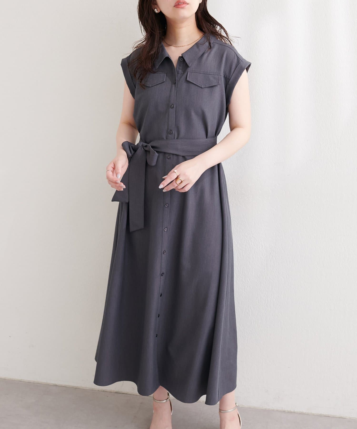 natural couture(ナチュラルクチュール) ミリタリーノースリワンピース