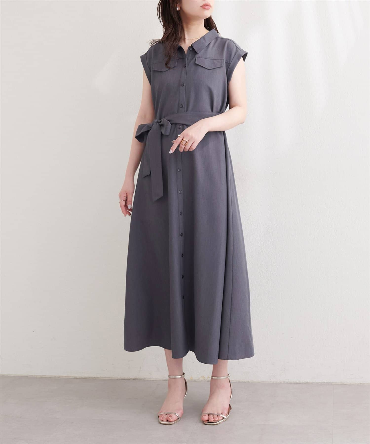 natural couture(ナチュラルクチュール) ミリタリーノースリワンピース