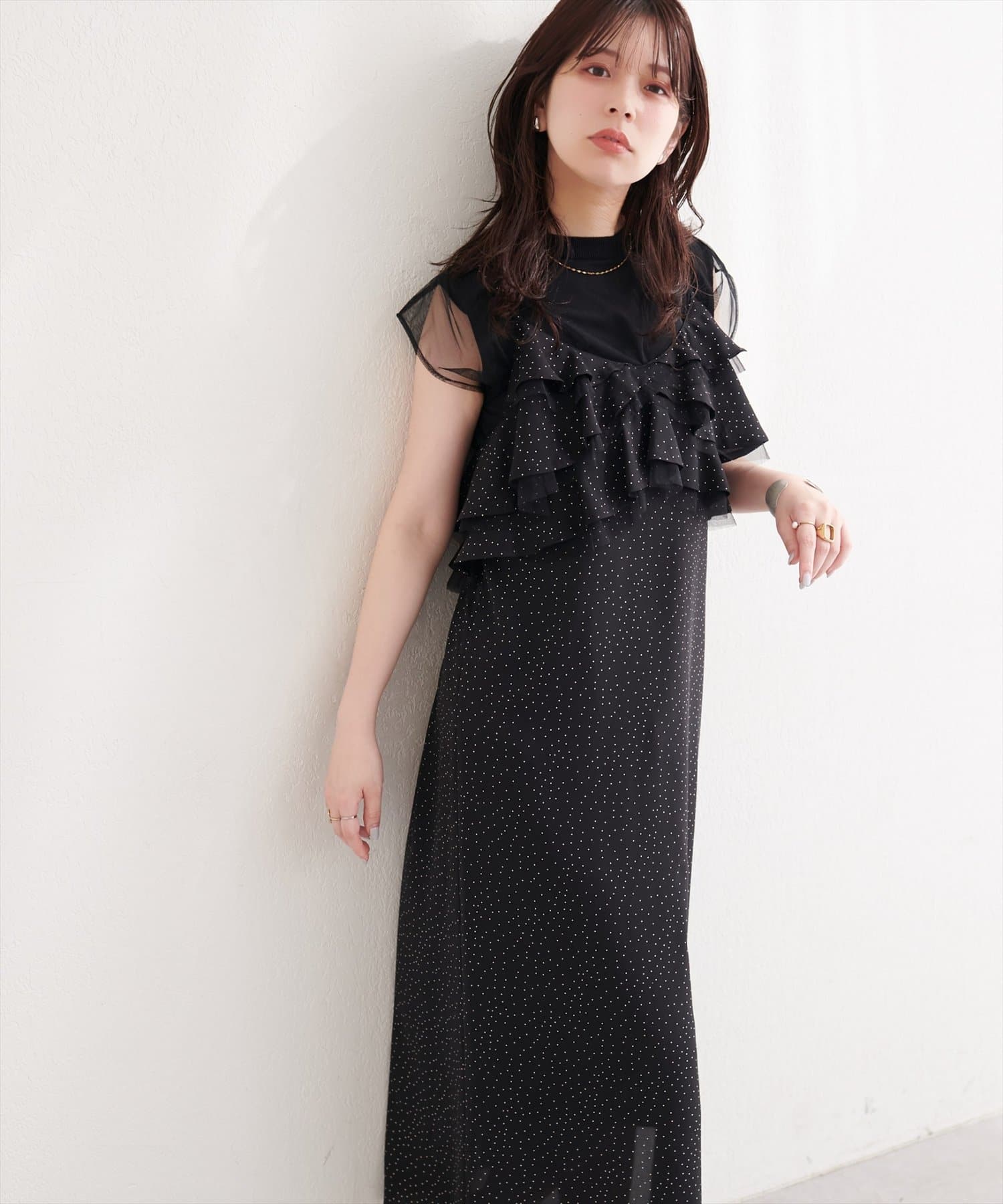 natural couture(ナチュラルクチュール) ラッフルフリルキャミワンピース