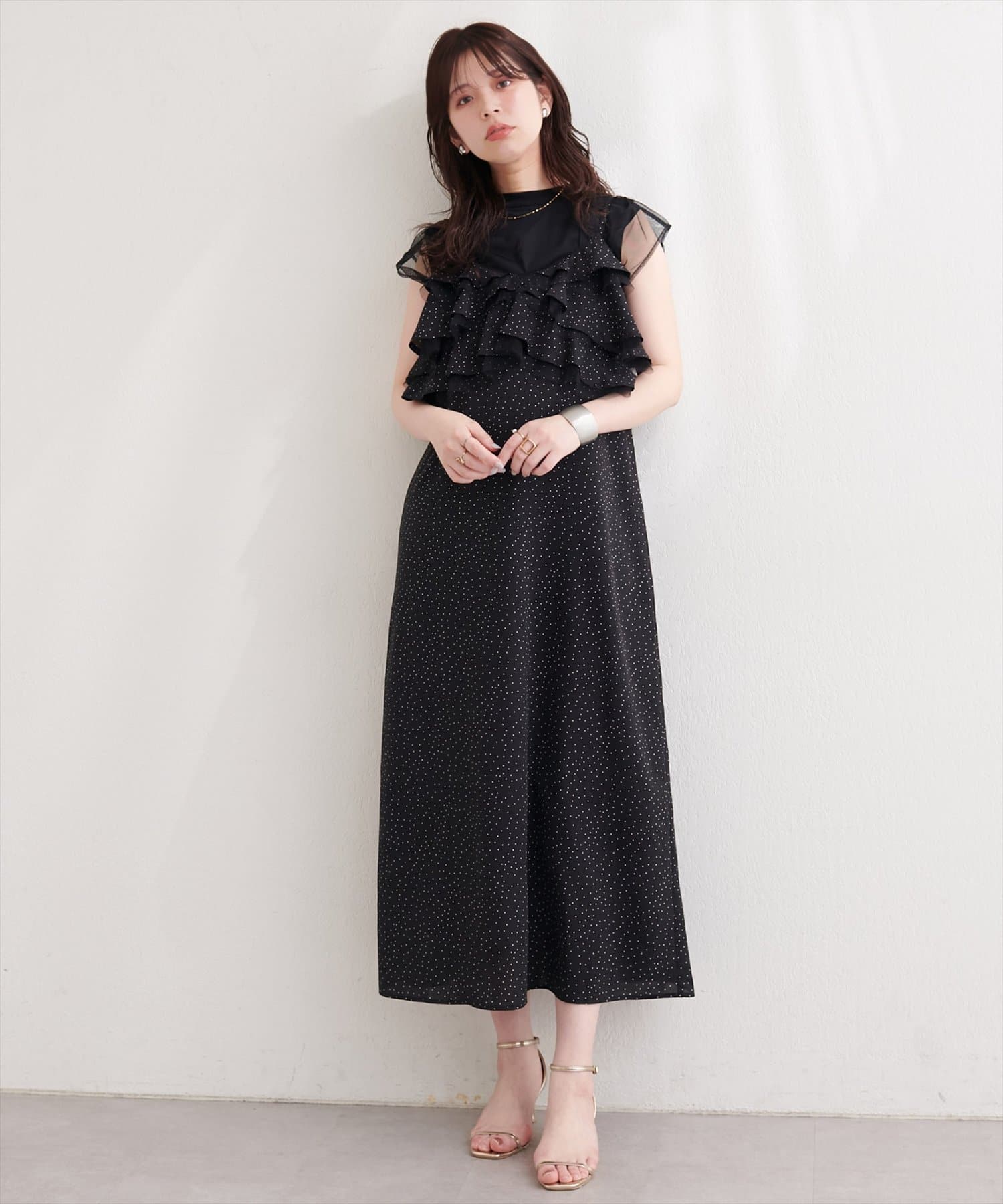 natural couture(ナチュラルクチュール) ラッフルフリルキャミワンピース