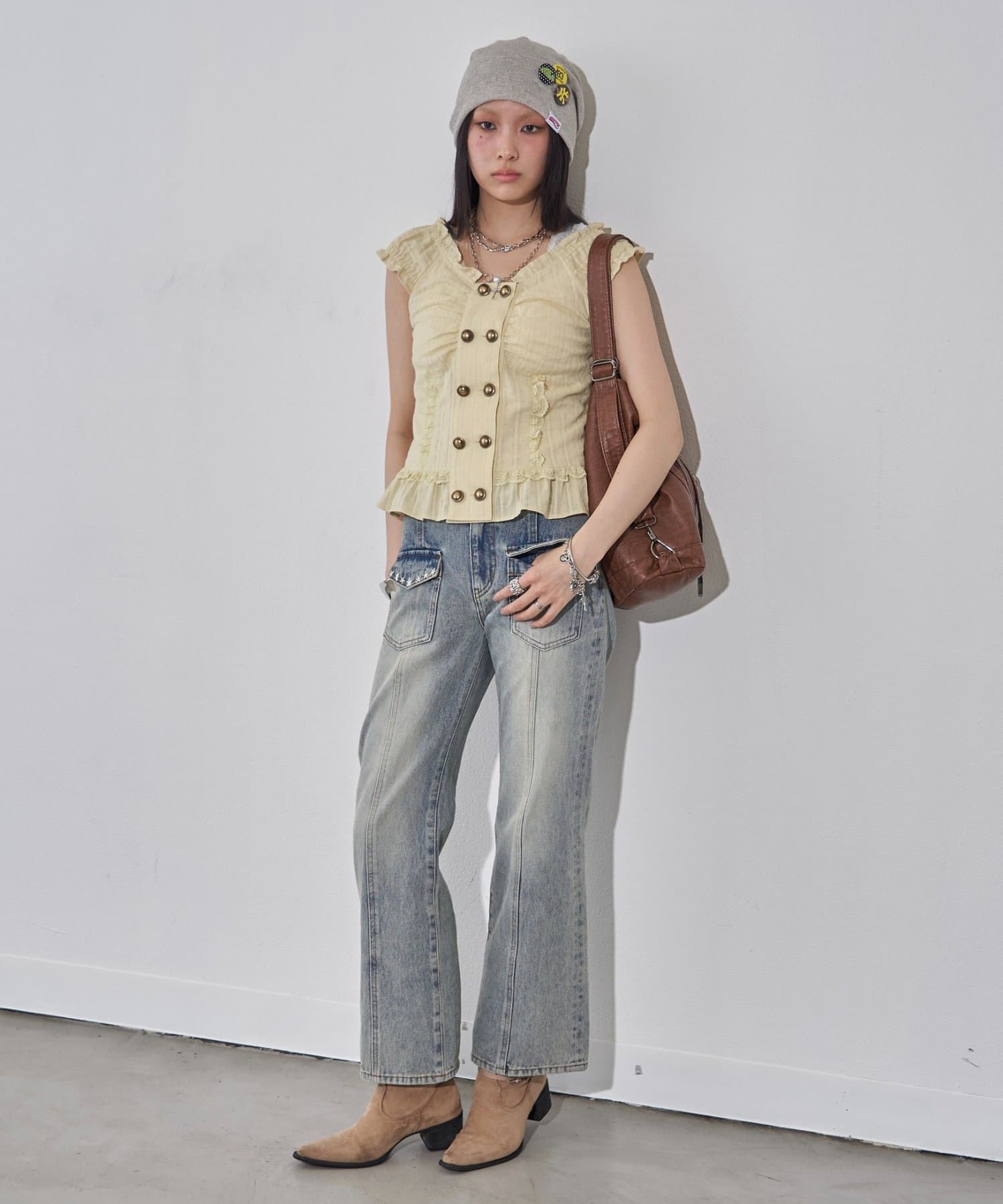 WHO’S WHO gallery(フーズフーギャラリー) Wボタンレースチュニック