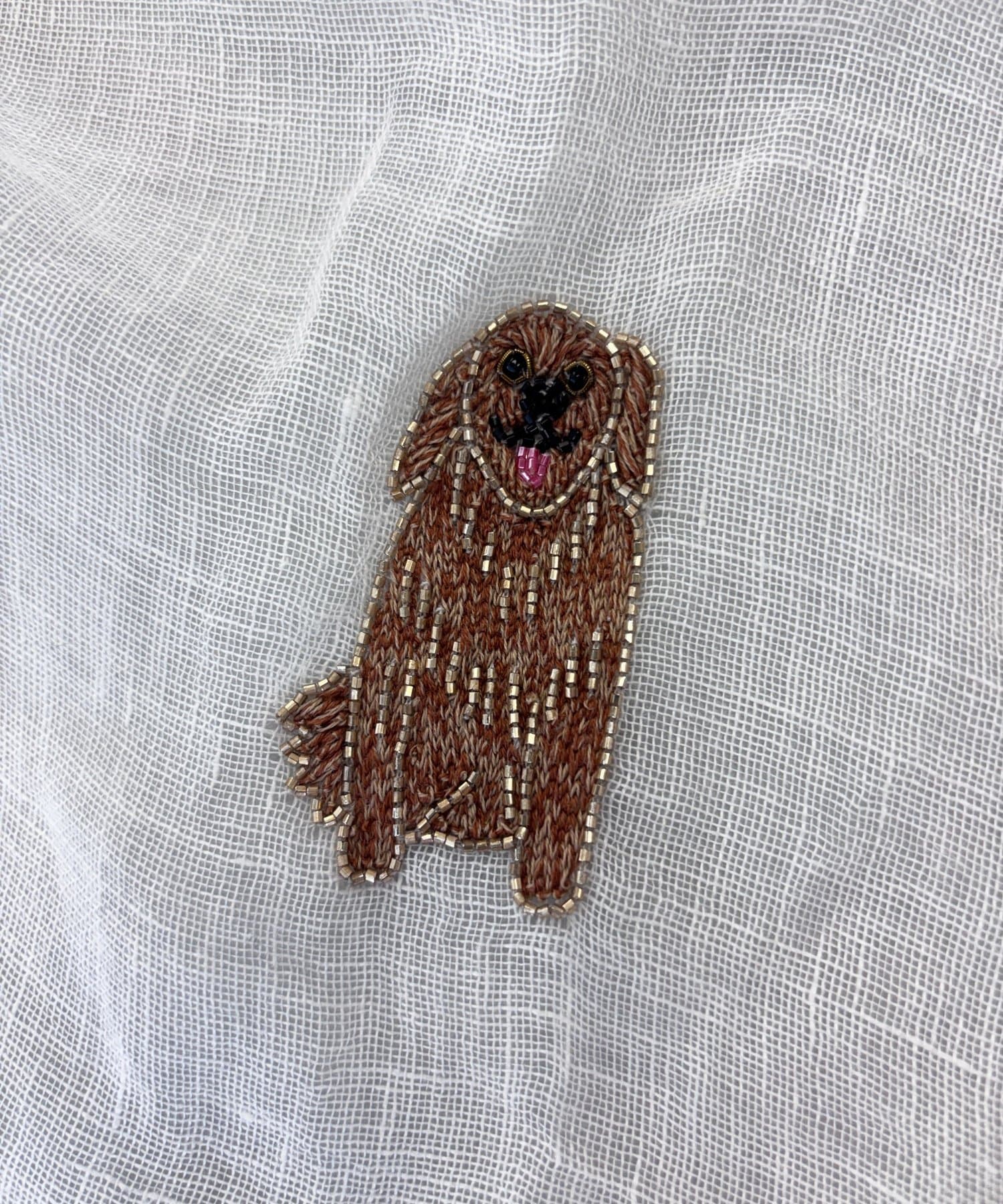 BEARDSLEY(ビアズリー) 犬の刺繍ストール《CITRUS》