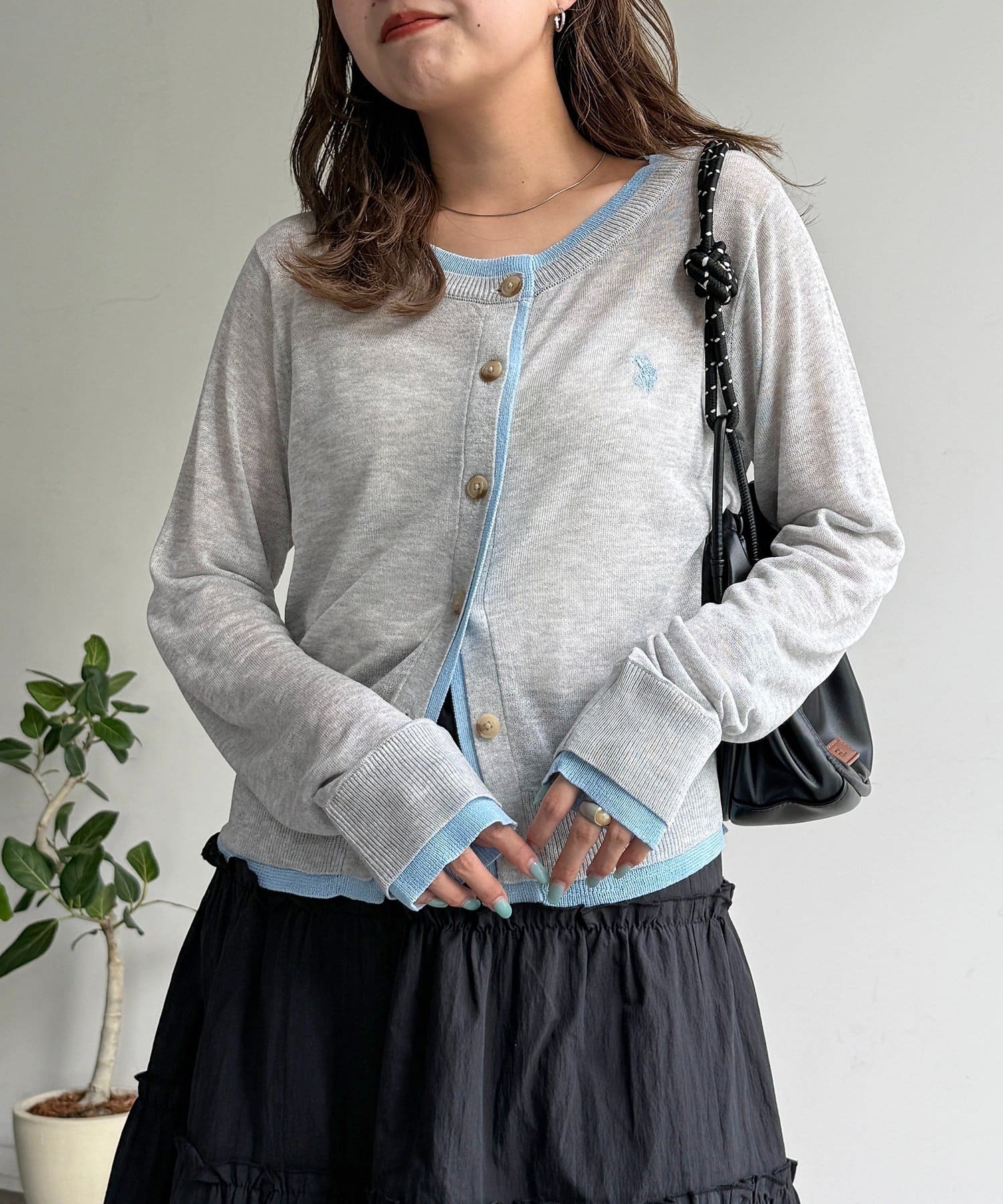 CPCM(シーピーシーエム) 【U.S. POLO ASSN.】フェイクレイヤードシアーカーディガン