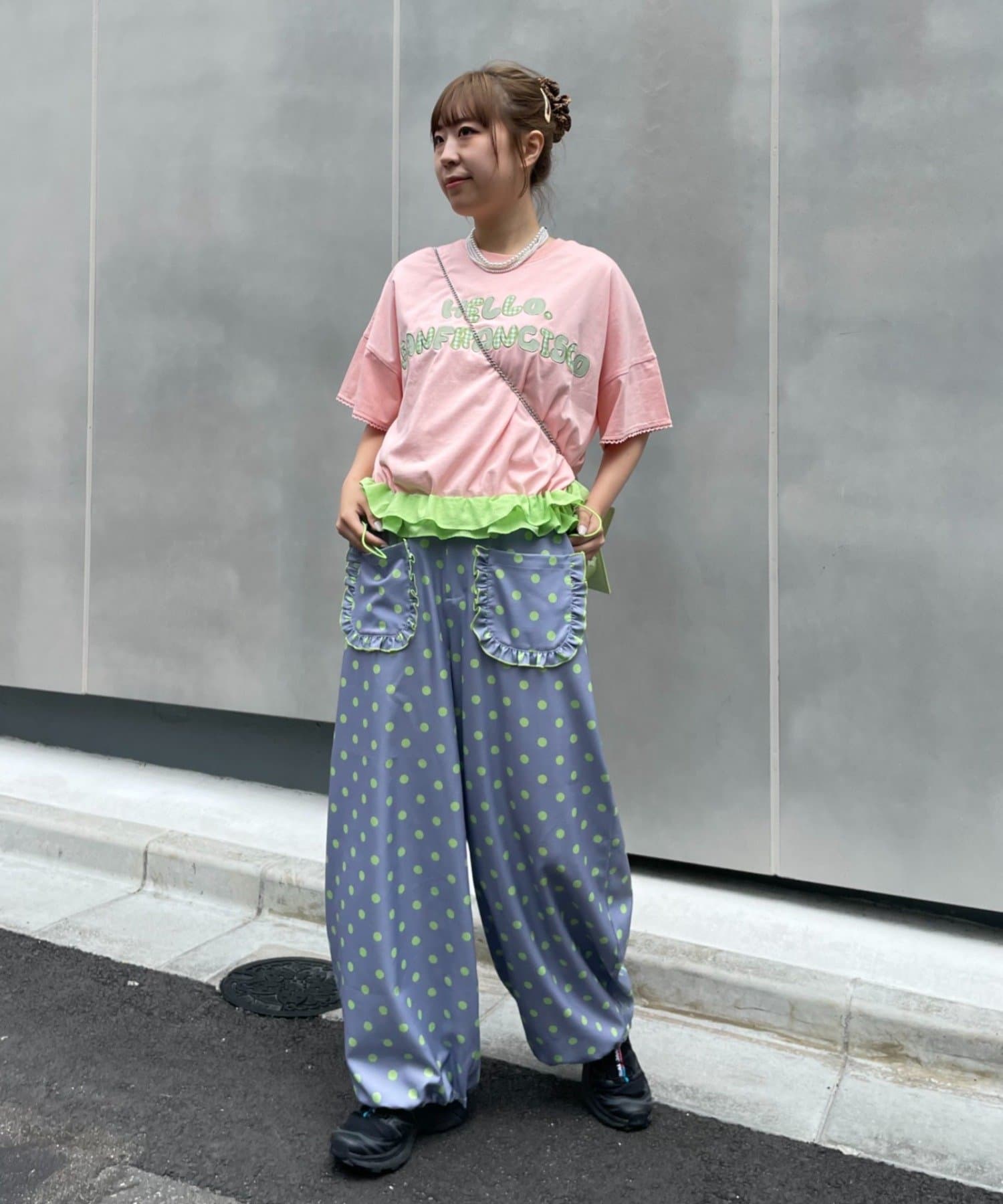 CIAOPANIC TYPY(チャオパニックティピー) 【HELLO.SANFRANCISCO/ハローサンフランシスコ】裾フリルドロストTシャツ