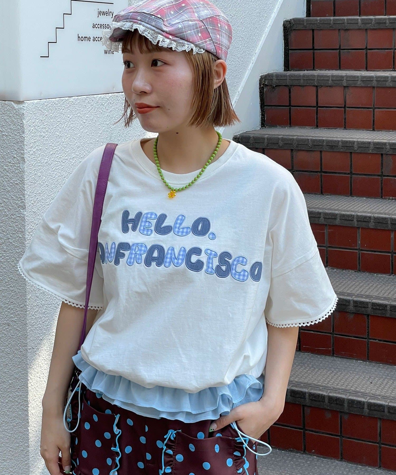 CIAOPANIC(チャオパニック) 【HELLO.SANFRANCISCO/ハローサンフランシスコ】裾フリルドロストTシャツ