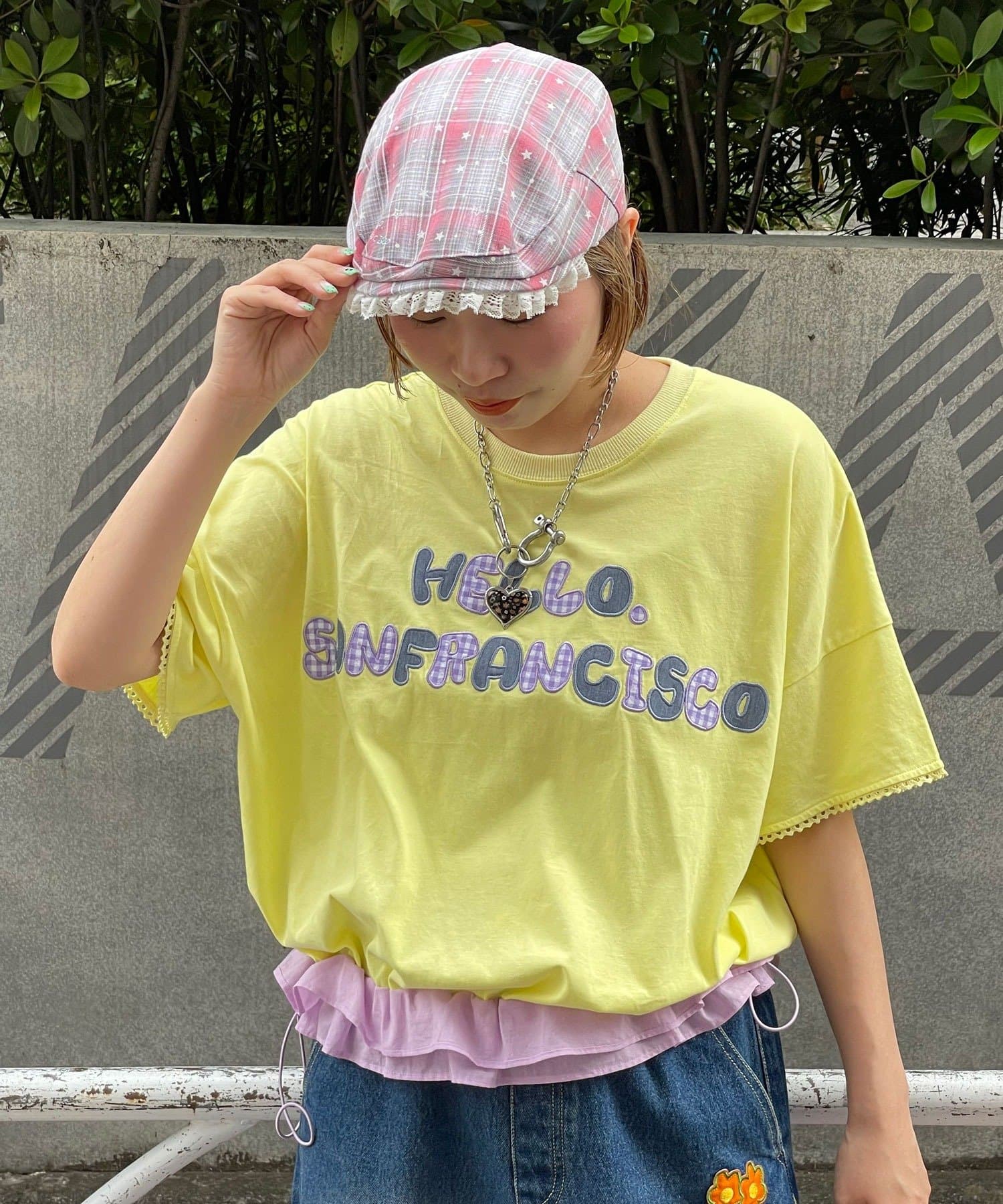 CIAOPANIC(チャオパニック) 【HELLO.SANFRANCISCO/ハローサンフランシスコ】裾フリルドロストTシャツ