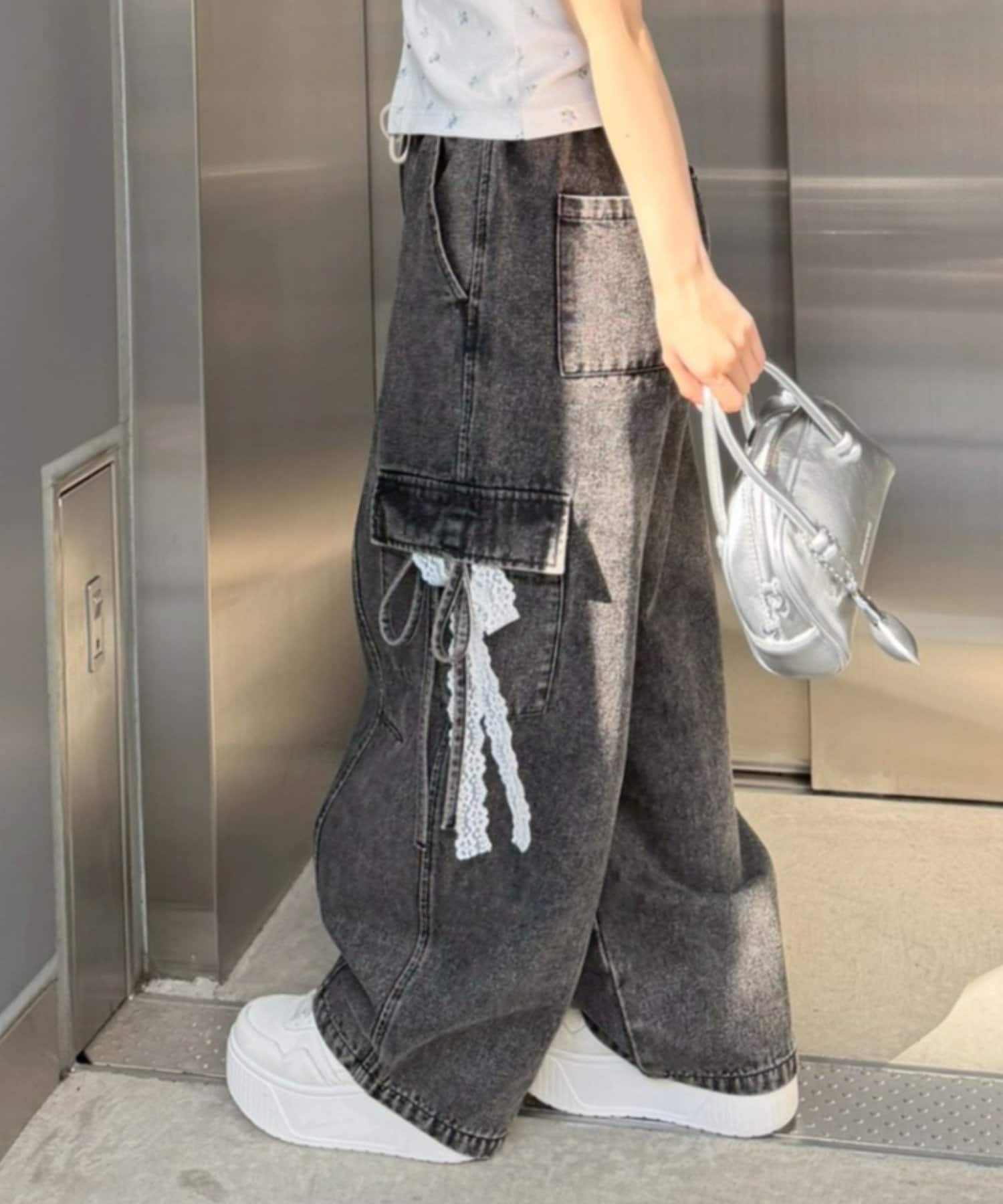 NICE CLAUP / OLIVE des OLIVE OUTLET(ナイスクラップ  / オリーブ デ オリーブ アウトレット) 【continuer】2WAYリボンカーゴパンツ