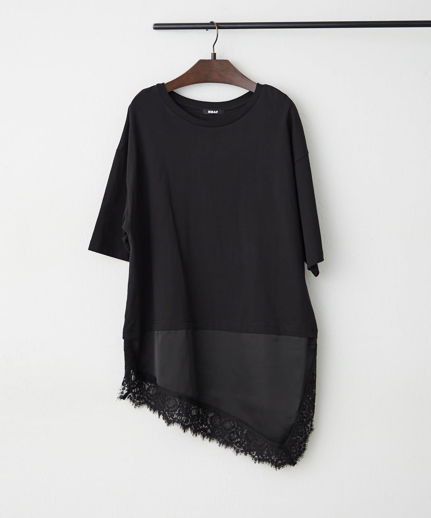Remind me and forever(リマインドミーアンドフォーエバー) 【一枚で完成】サテン×レースドッキングTシャツ