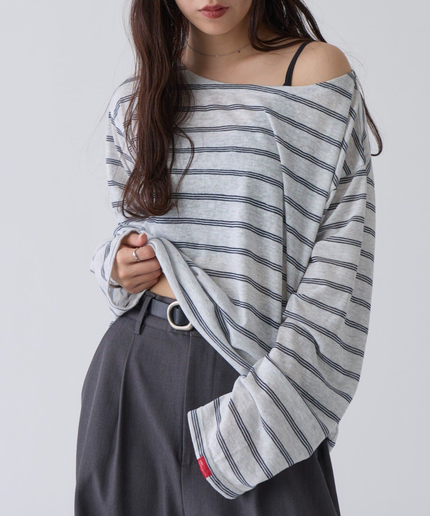 COLONY 2139(コロニー トゥーワンスリーナイン) 2WAYシアーボーダーTシャツ