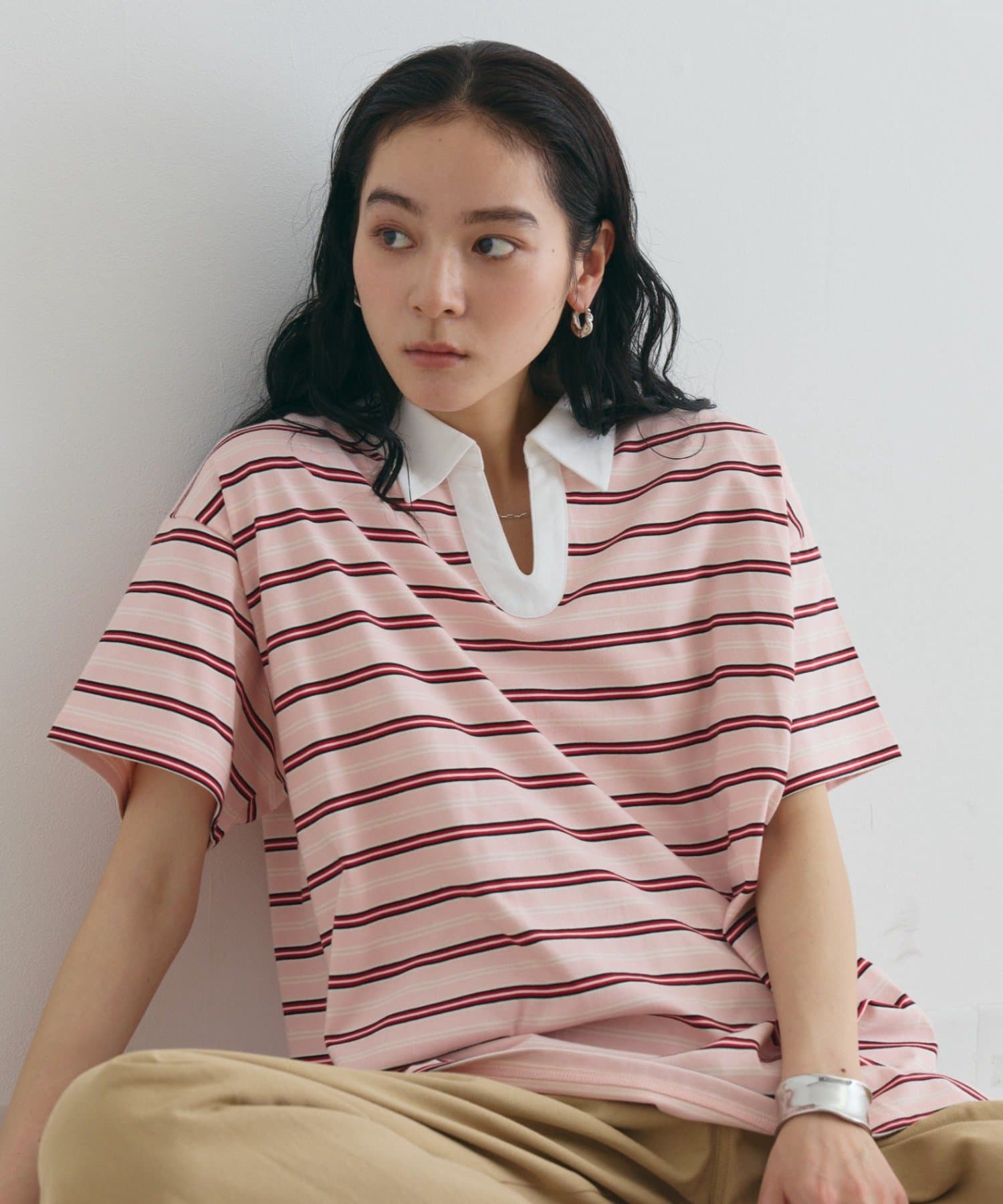 COLONY 2139(コロニー トゥーワンスリーナイン) スキッパーボーダーラガー半袖Tシャツ