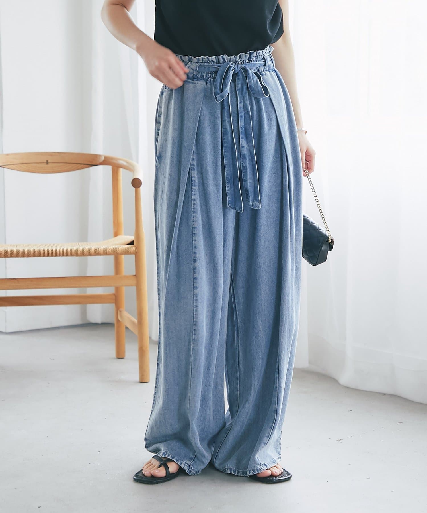 La boutique BonBon(ラブティックボンボン) 【復刻】リボンタックワイドパンツ