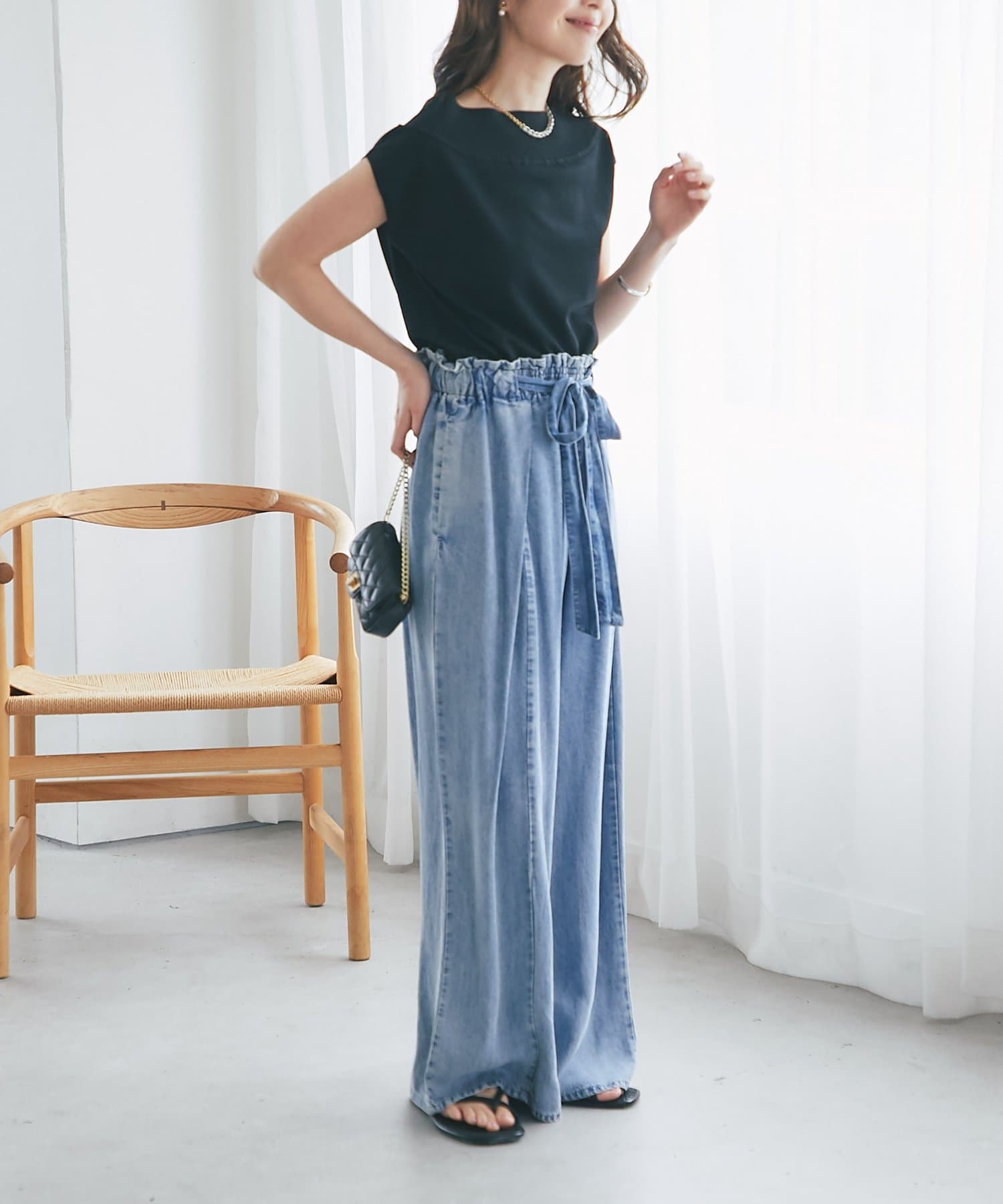 La boutique BonBon(ラブティックボンボン) 【復刻】リボンタックワイドパンツ