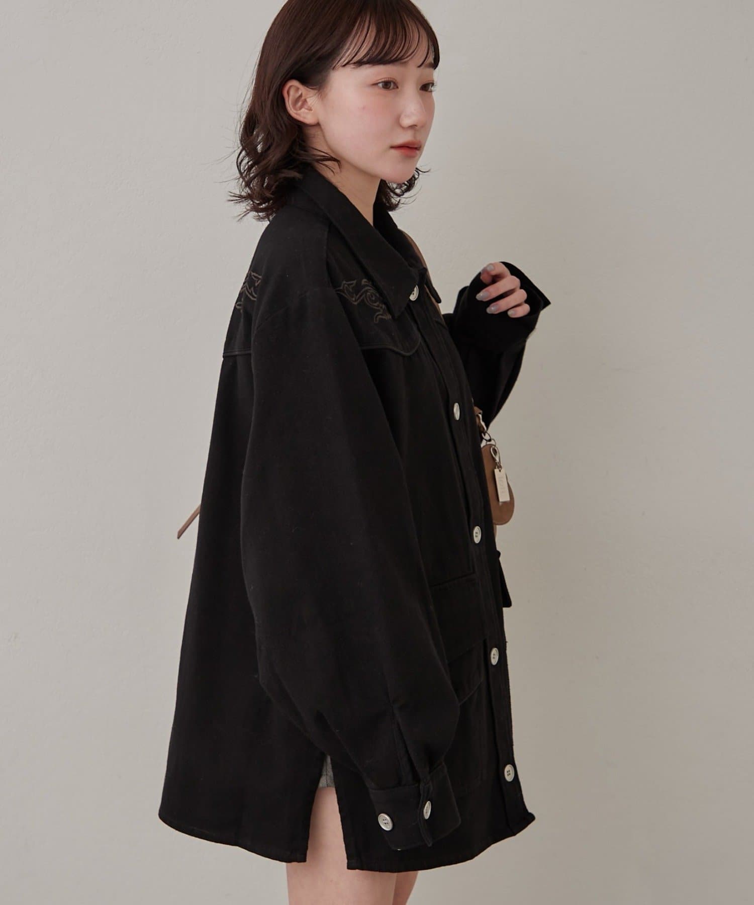 【ブラック】【mline】刺繍ウエスタンシャツ PAL GROUP OUTLET - 【ブラック】【mline】刺繍ウエスタンシャツの通販