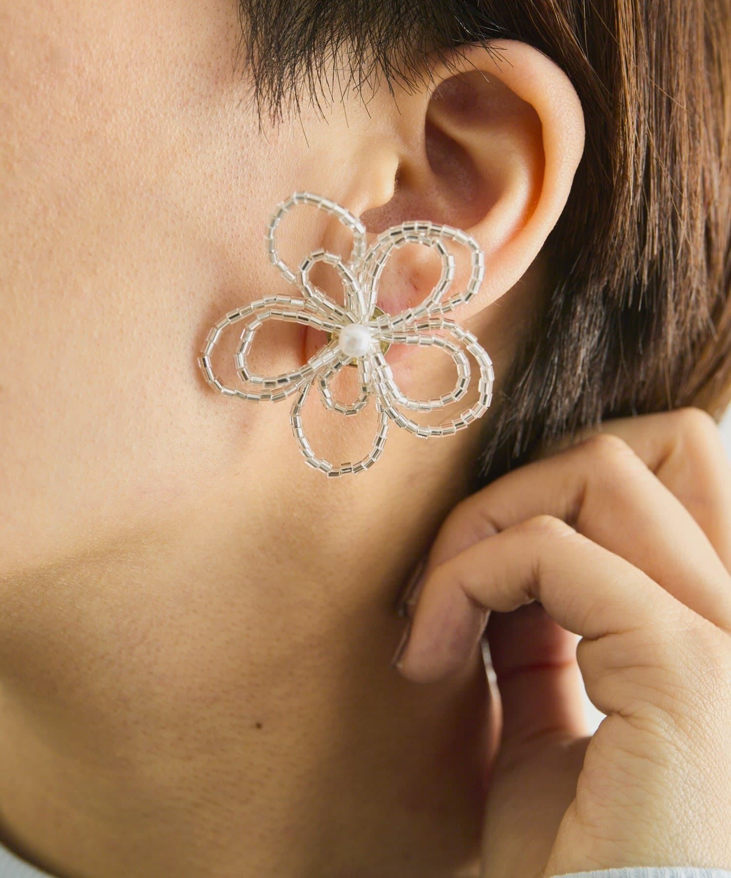 OUTLET(アウトレット) 【ear PAPILLONNER】BIGフラワービーズピアス