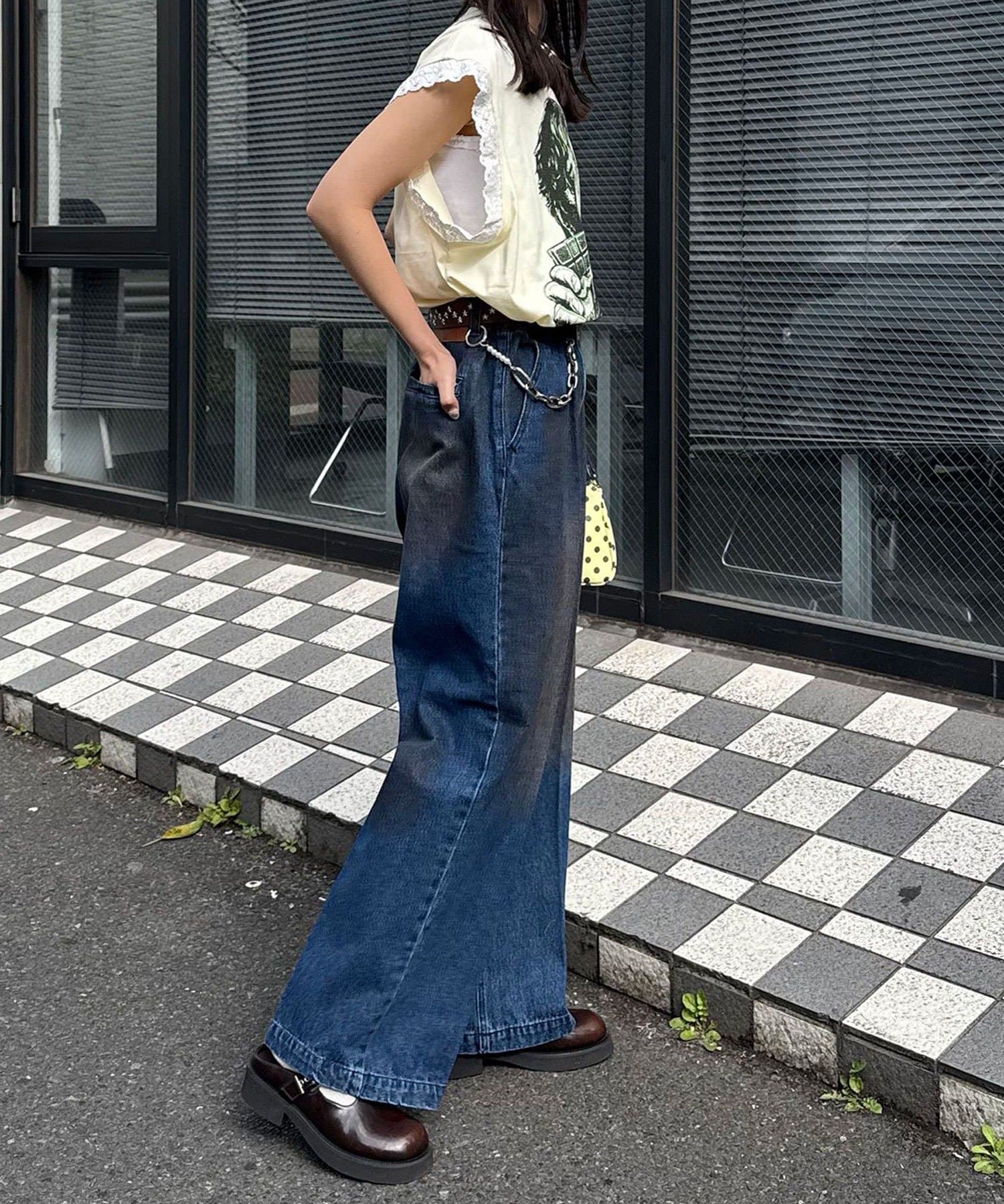 OUTLET(アウトレット) 【Ciaopanic】ワンタックストレートデニムパンツ