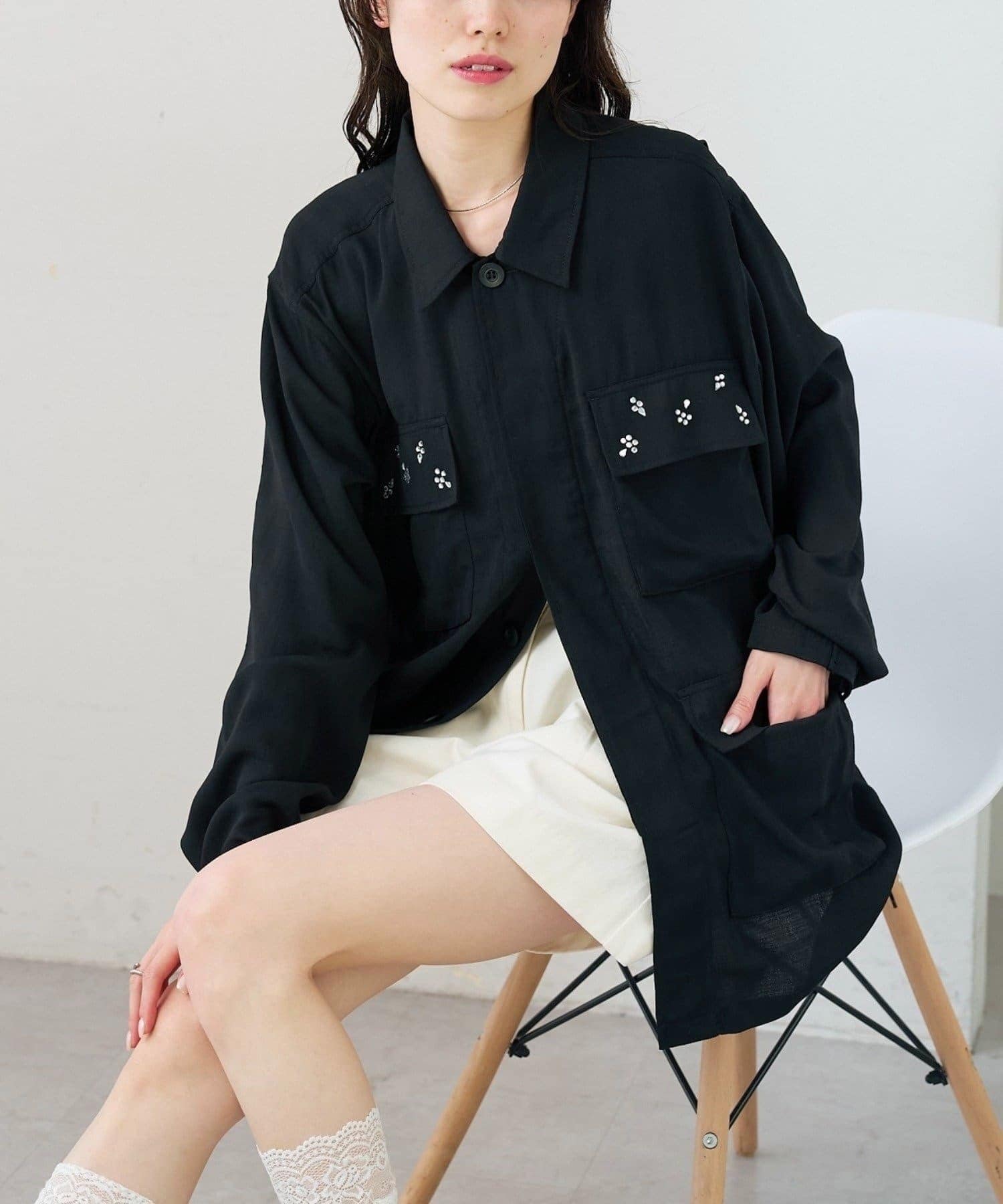 OUTLET(アウトレット) 【mystic】ポケットビジューカバーオール